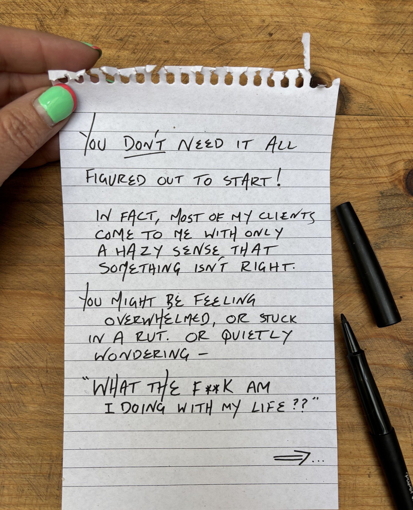 ❗️⁠
⁠
You don&rsquo;t need to have it all figured out to start.⁠
⁠
In fact, most of my clients come to me with only a hazy sense that something isn&rsquo;t right.⁠ They might feel overwhelmed. Or stuck in a rut. Or quietly wondering: &ldquo;What am I