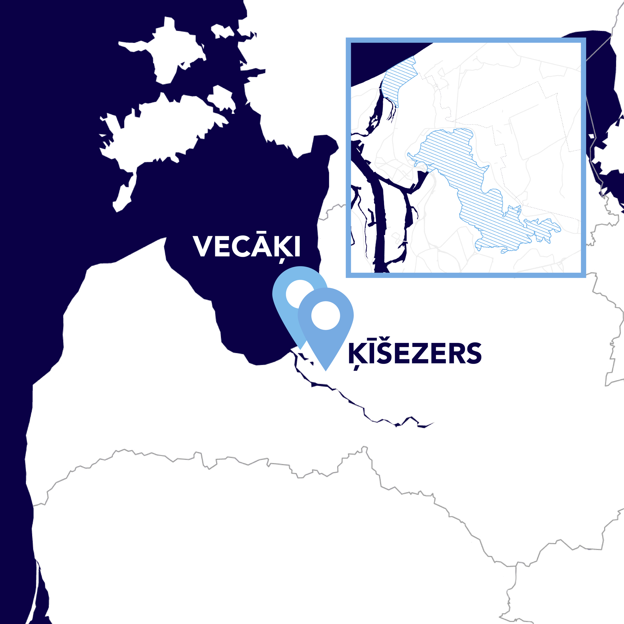 Map of Latvia, Vecāķi, Ķīšezers