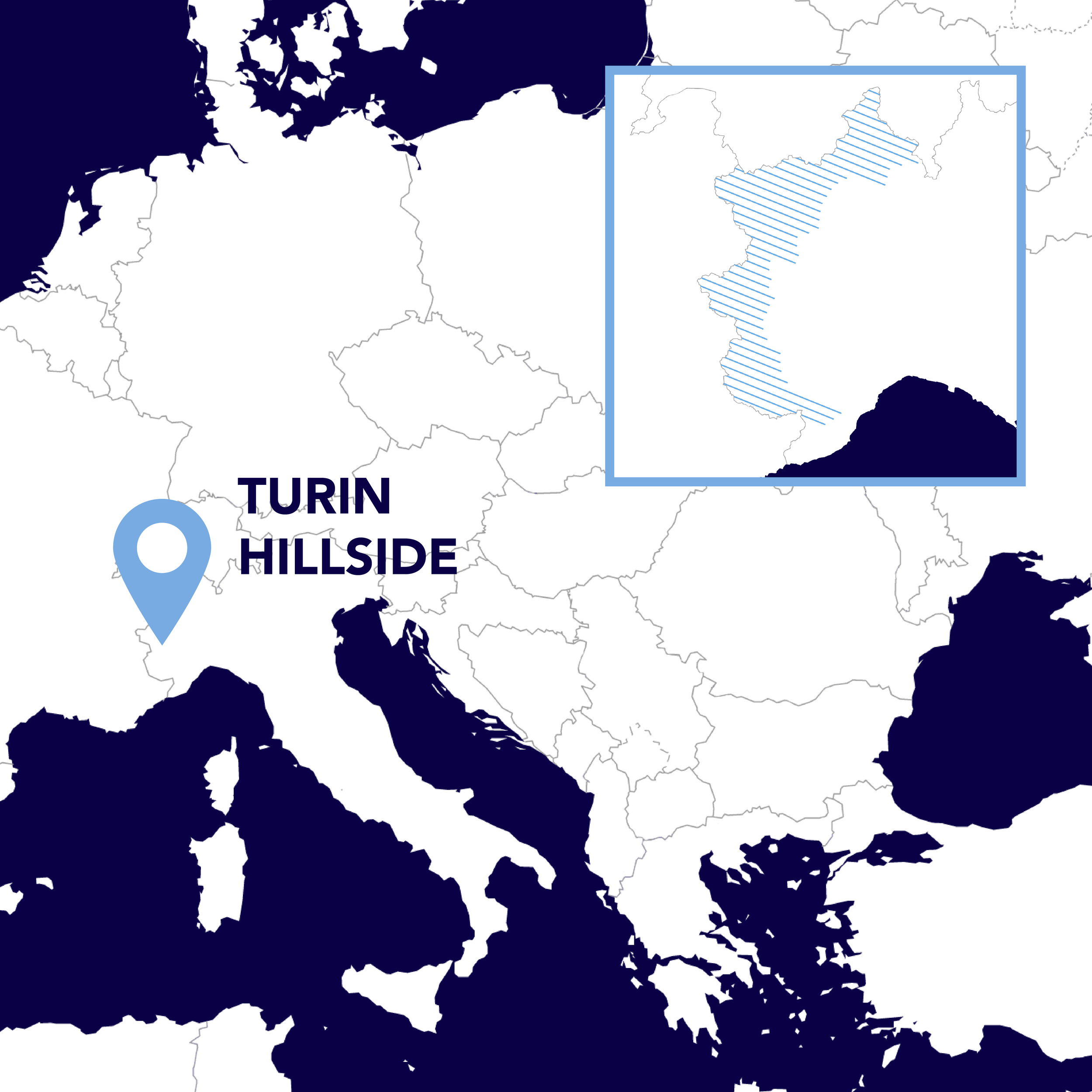 Map of Italy, Turin Hillside