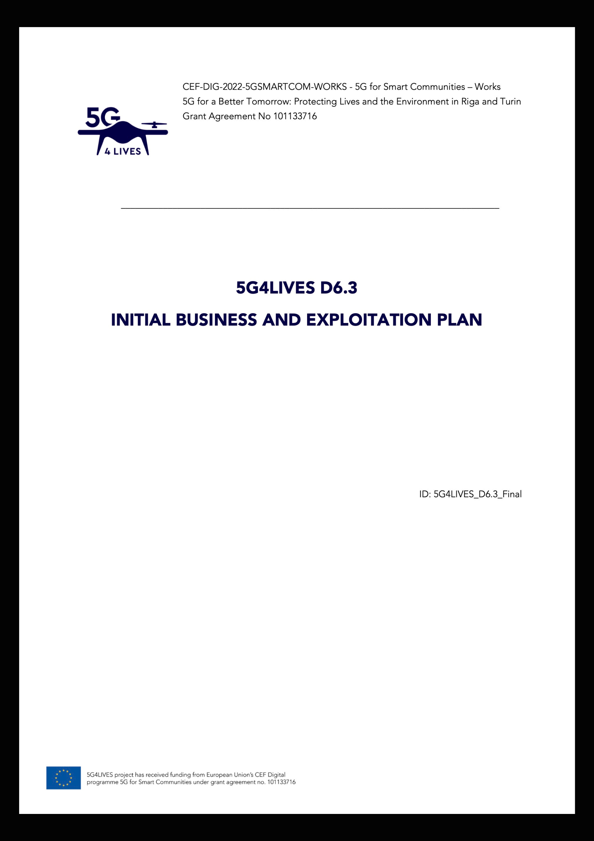 Project deliverable "5G4LIVES D6.3 INITIAL BUSINESS AND EXPLOITATION PLAN"