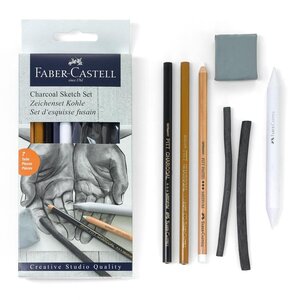 Soho Urban Artist Charcoal Drawing Set - Drawing Charcoal for Artists, Students, Blending, Live Figure Drawing, & More! - [Black - Drawing Set]