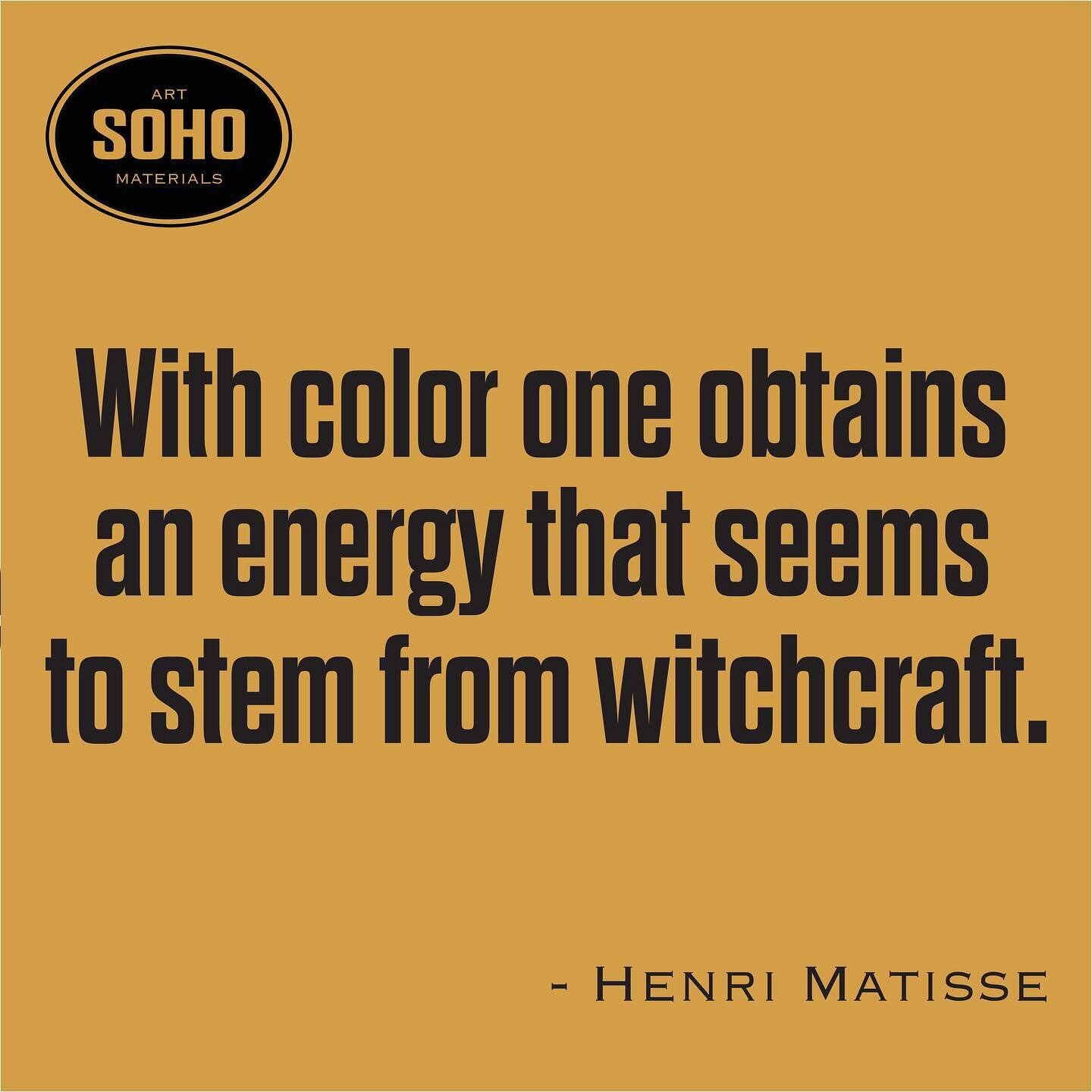 The power of color is undeniable, Matisse knew that very well.  What is your color of the day?
.
.
.
#sohoartmaterials #colorshop #artmaterials #liveincolor #matisse #henrimatisse #artistquotes #powerofcolors #independentretailer