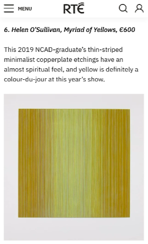 Cristín Leach, Art Critic, RTE Culture Article; ‘Ten works on paper you wish you’d bought at the 193rd RHA Annual Exhibition.’, 2023
