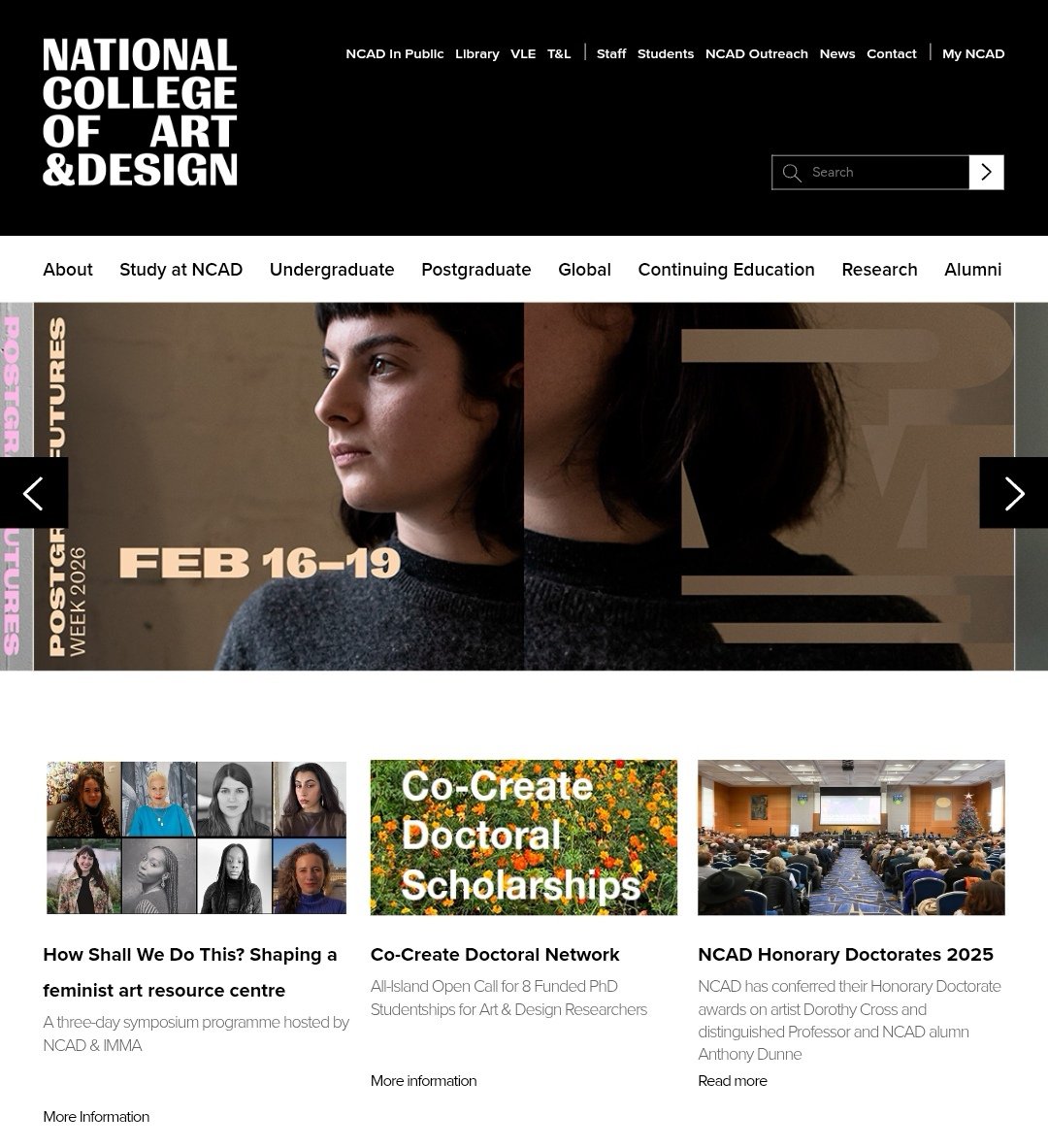 National College of Art & Design, Website Feature, 2026