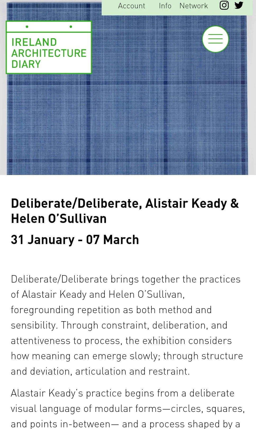 'Deliberate/Deliberate', Irish Architecture Diary, Exhibition Feature, Ireland, 2026 