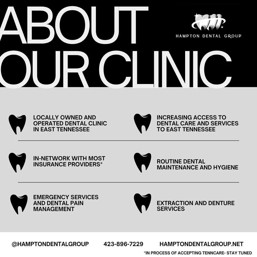 Learn more about our clinic in Hampton, TN!  Call to schedule your appointment.  #dentist #hamptontn #dentaloffice #localbuisness