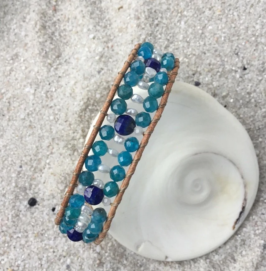 Bracelet Apatite Lapis Lazuli Perles d'eau douce