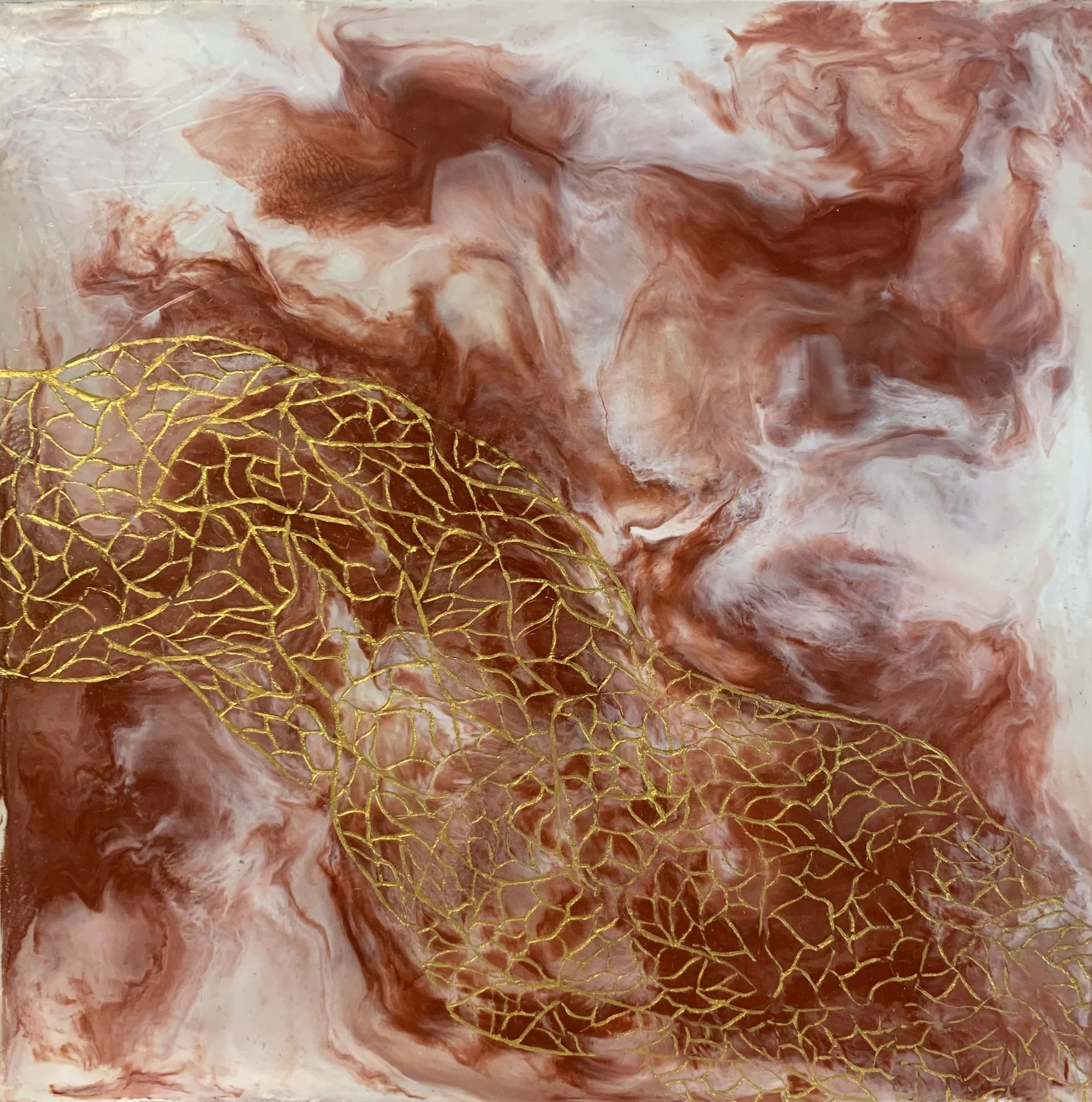 scales; encaustic, pigment and oil stick on wood SOLD