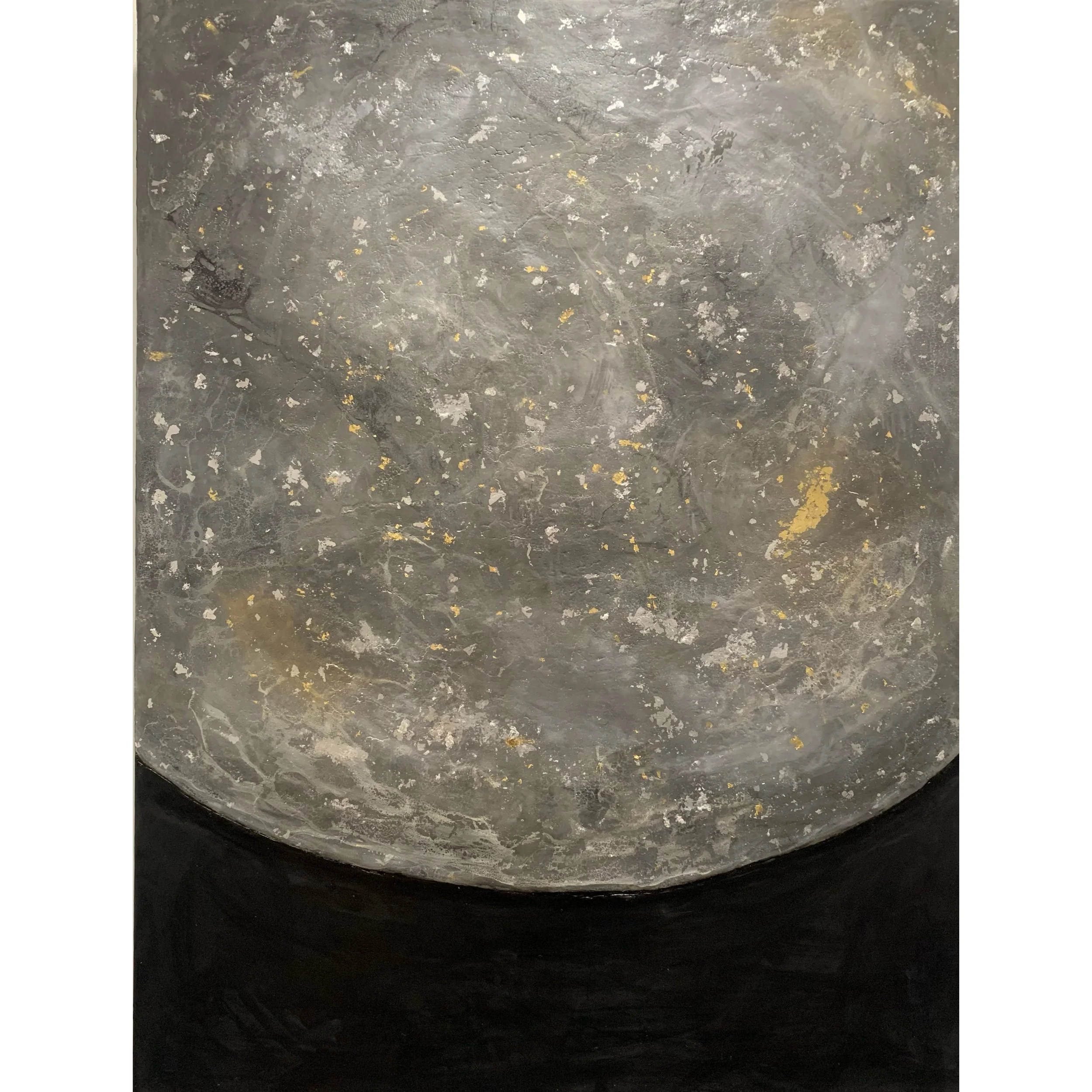 callisto; encaustic, shellac, pigment, oil stick, gold and silver leaf on wood, 30 x 40 inches
