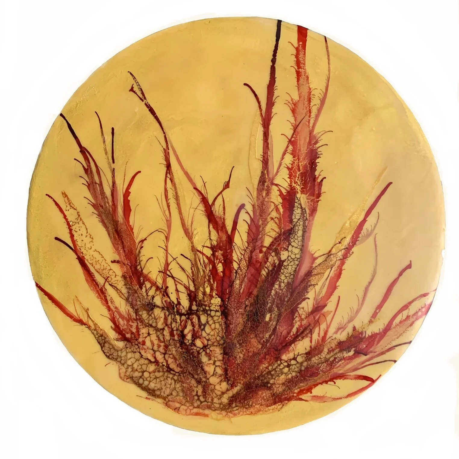 phoenix; encaustic, pigment and ink on wood SOLD