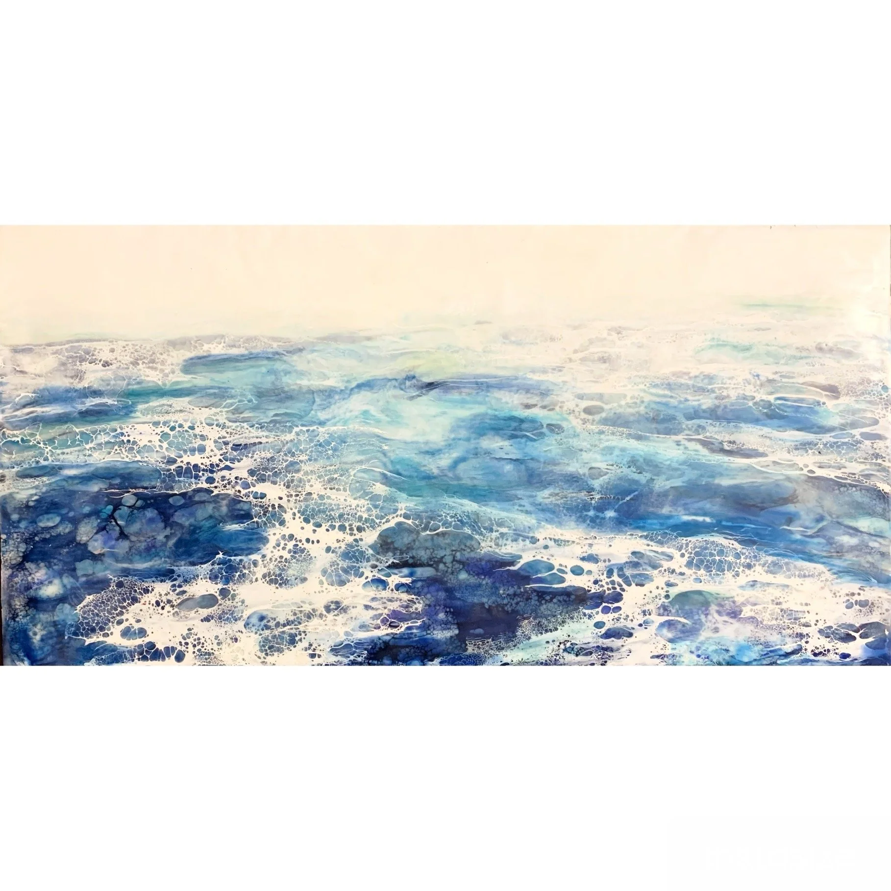 glacial; encaustic, shellac and pigment on wood, 12 x 24 inches