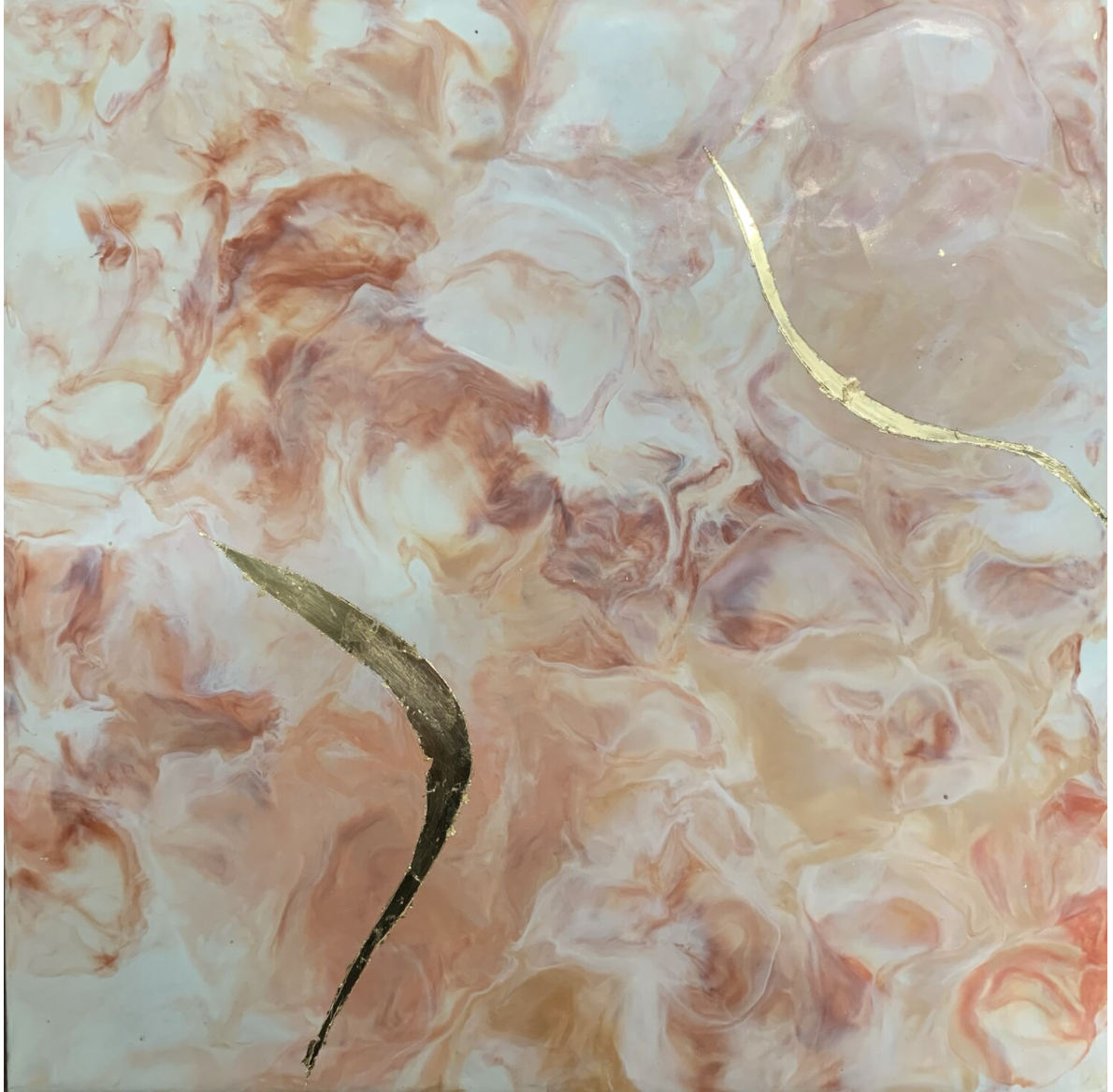the bandaged place; encaustic, pigment and gold leaf on wood, 12 x 12 inches SOLD