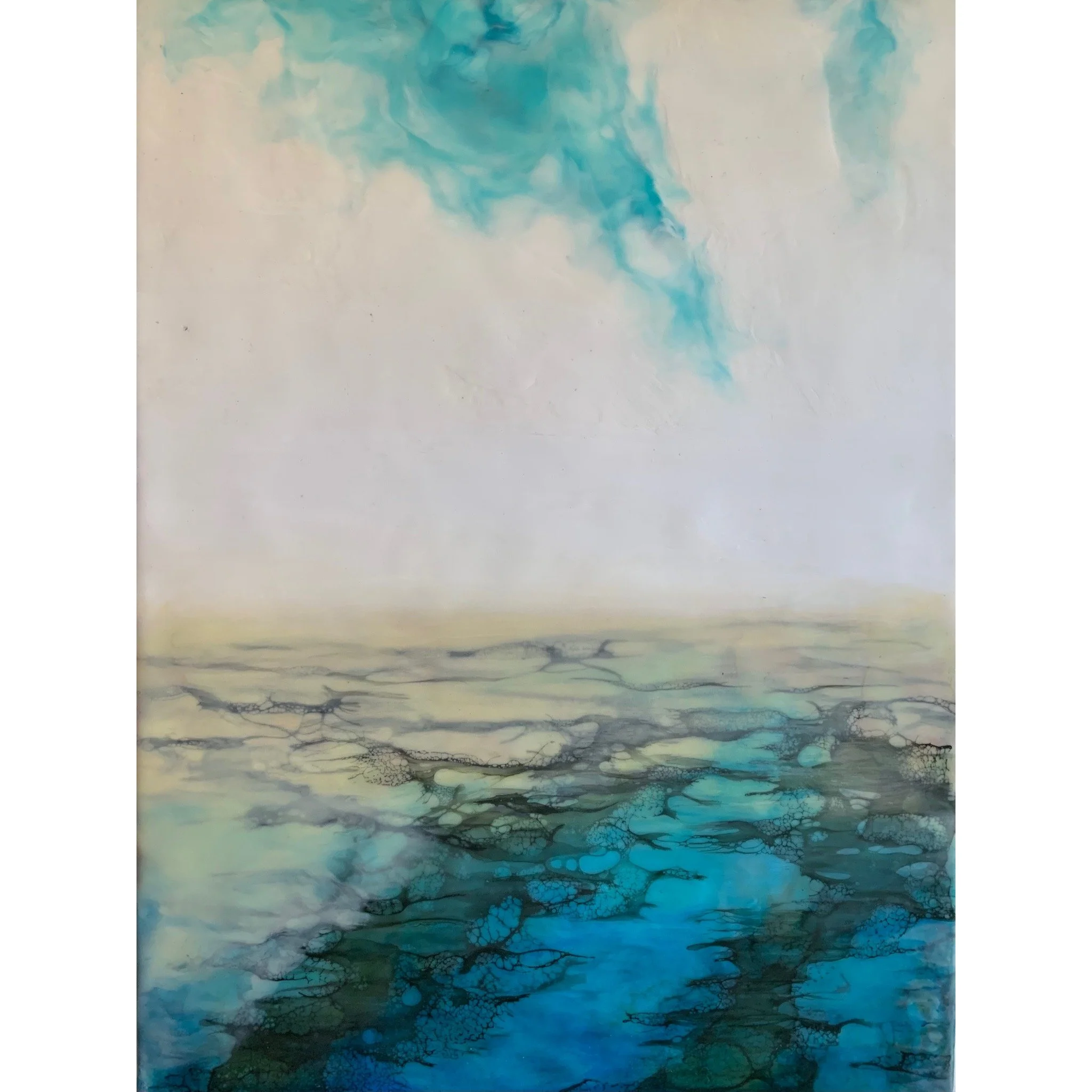 the marsh's brim; encaustic and pigment on wood, 11 x 14 inches SOLD