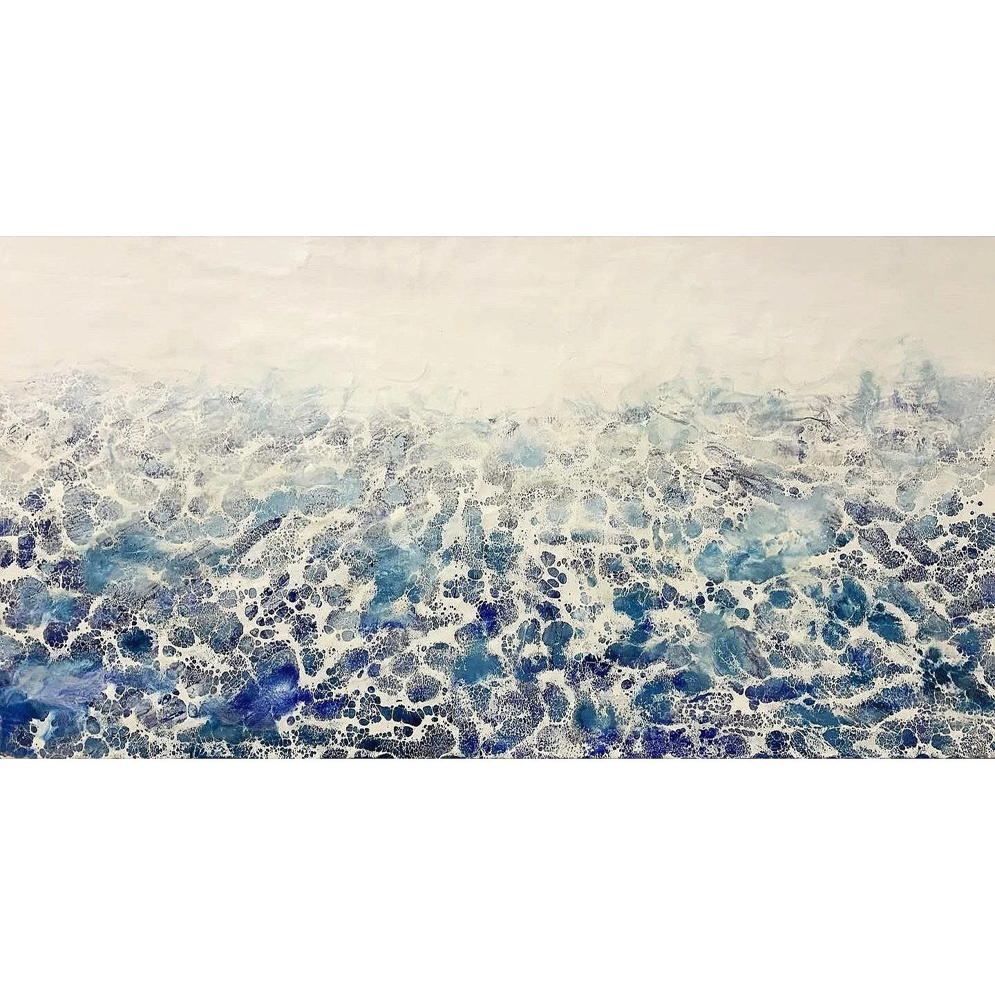 intruders in a strange world; encaustic, shellac and pigment on wood, 24 x 48 inches SOLD