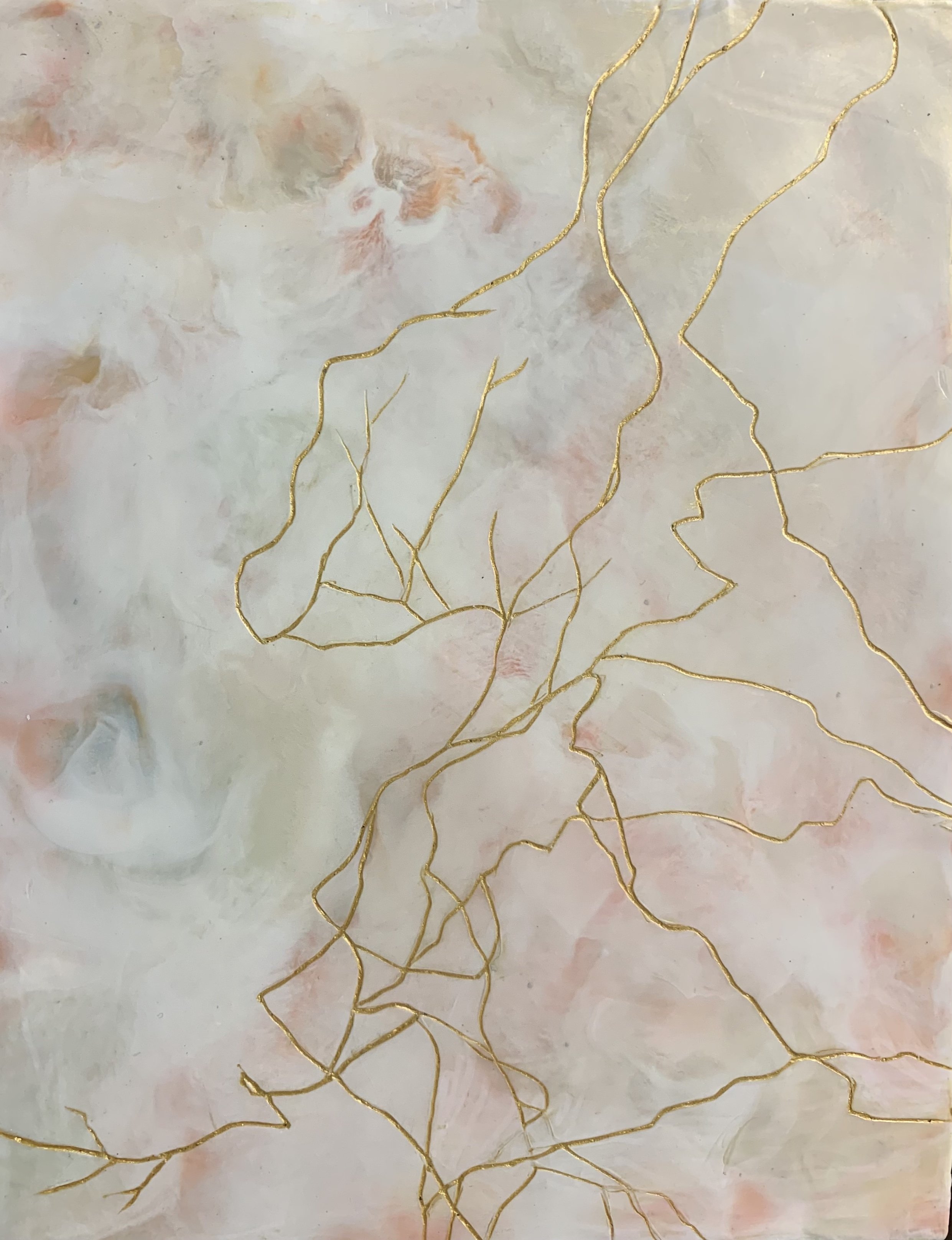 flesh lightening; encaustic and pigment on wood, 8 x 10 inches SOLD