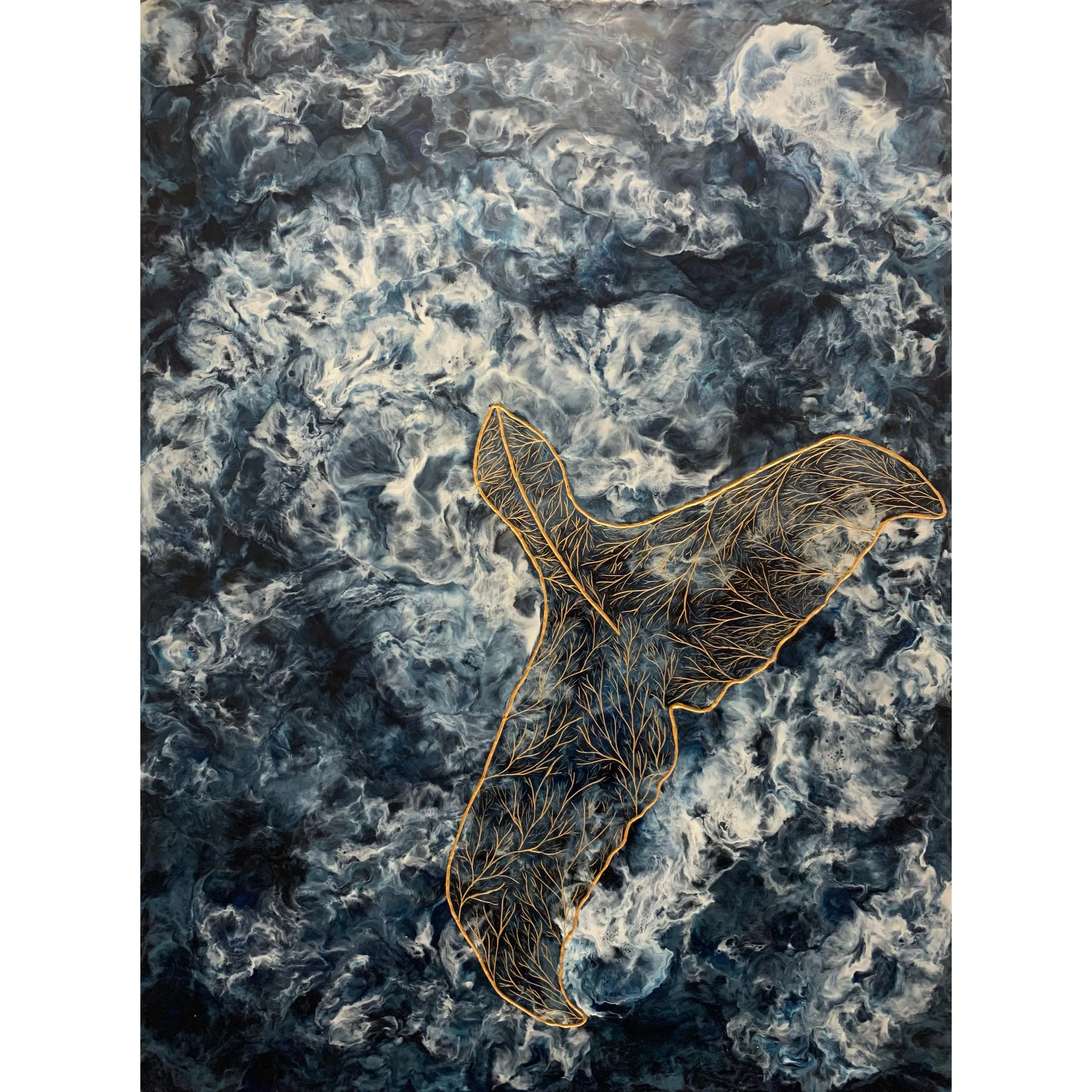 like gods; encaustic, pigment and oil stick on wood 30 x 40 inches SOLD