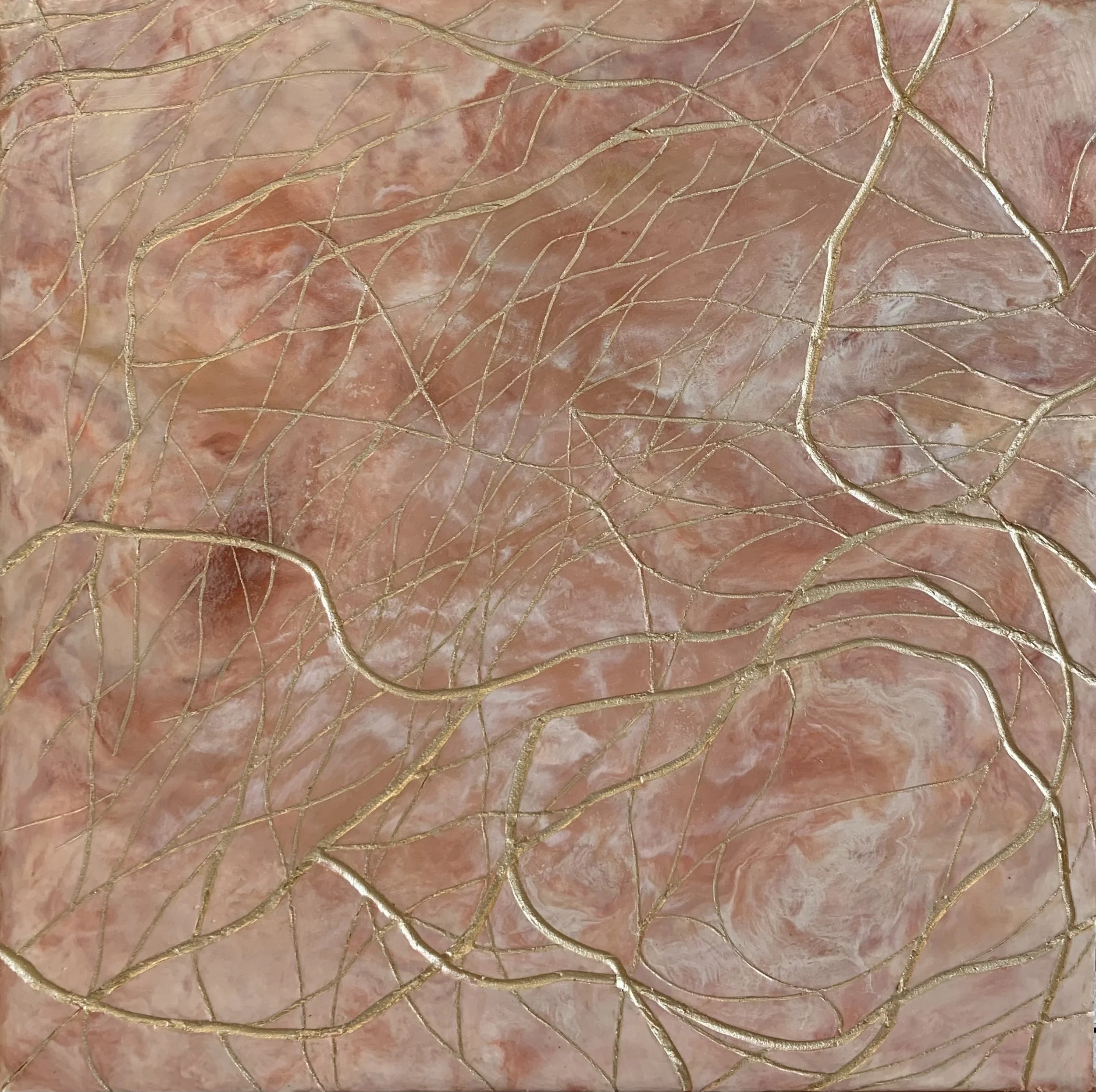 palm; encaustic, pigment and oil stick, 16 x 16 inches SOLD