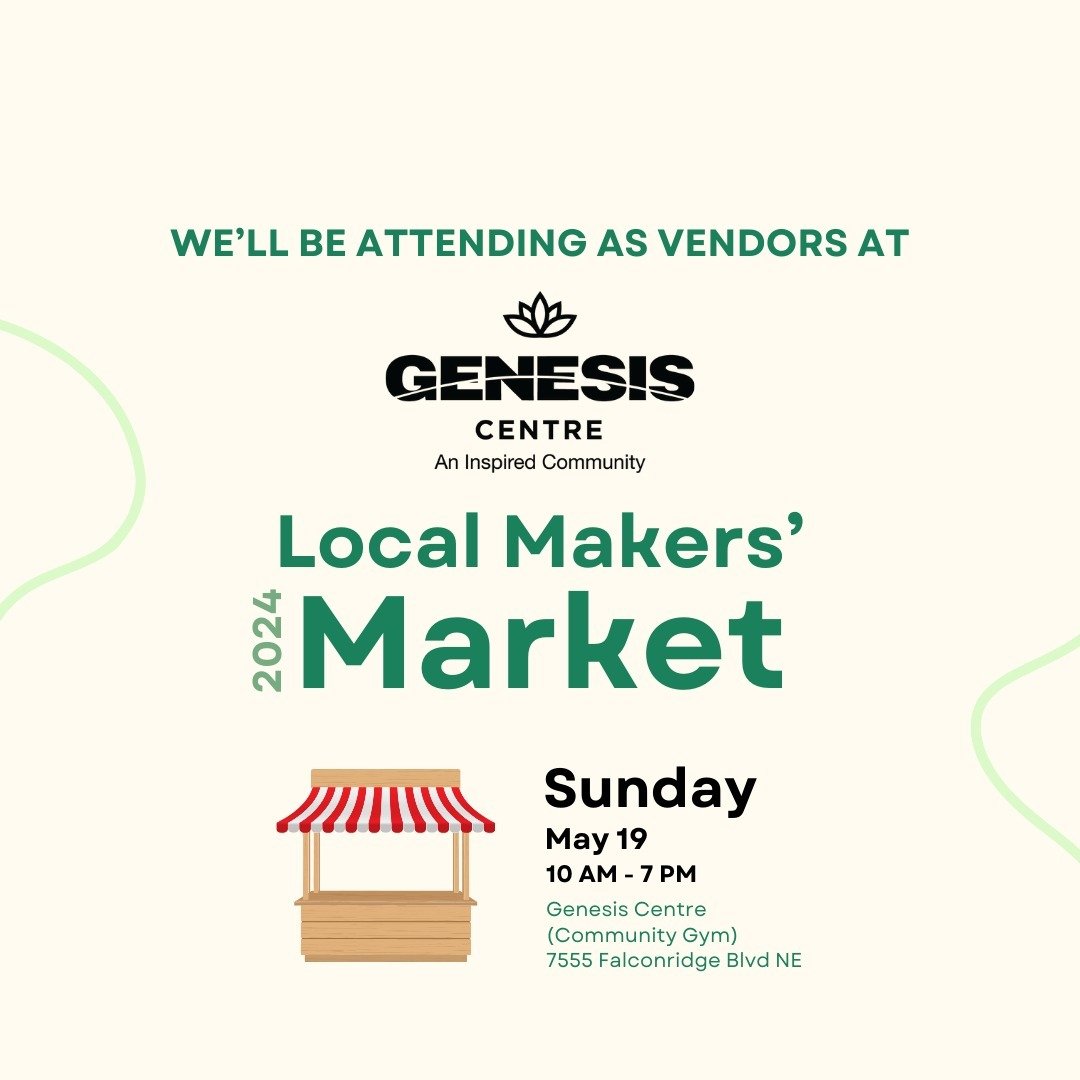 Hello Calgary!

Join us this long May weekend at the Genesis Centre for our Local Makers' Market. Please see the details below!

Local Makers' Market 
Genesis Centre
Community Gym
7555 Falconridge Blvd. NE, Calgary, AB
Website: https://genesis-centre