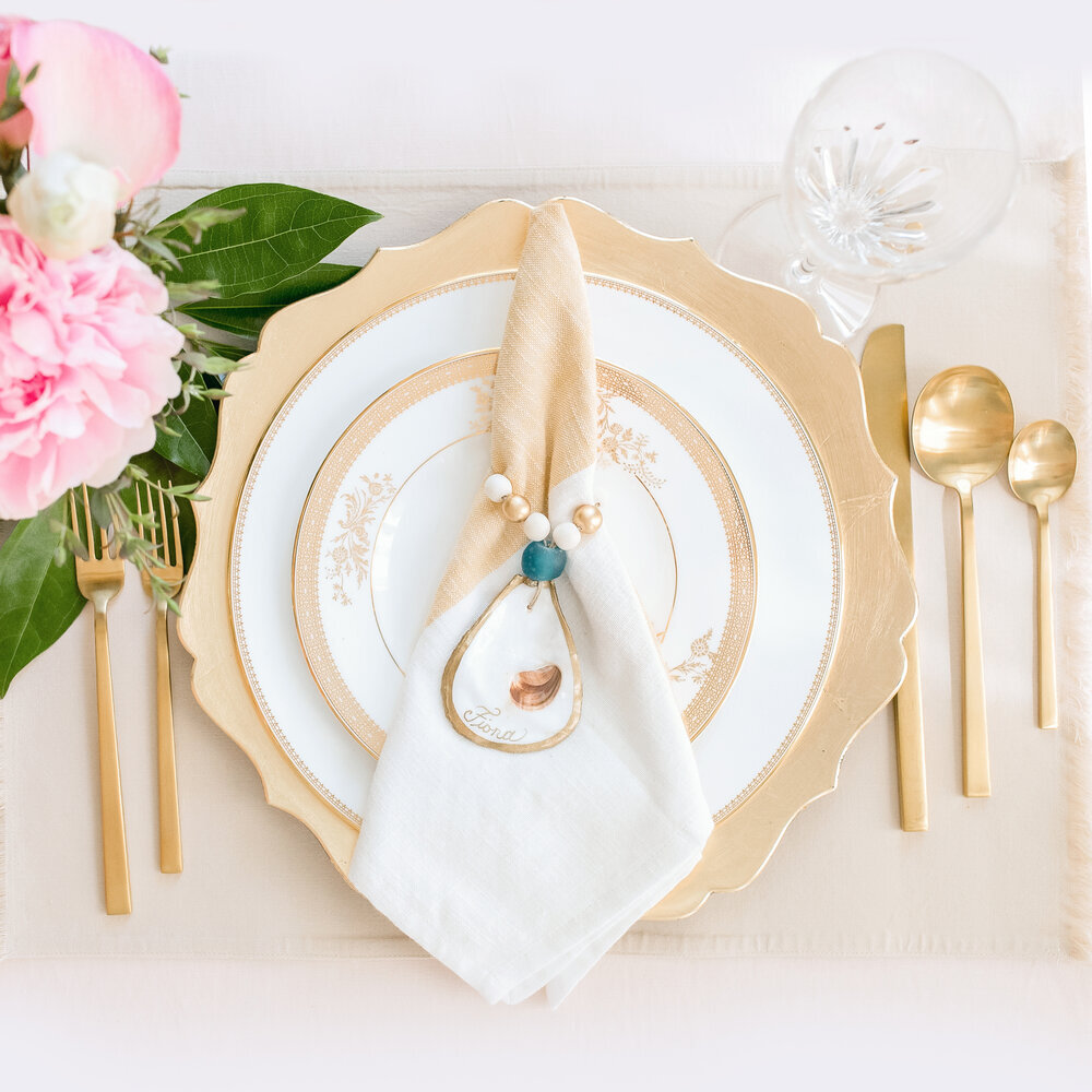 Gilded Oyster Shell Napkin Ring — Grit and Grace Studio