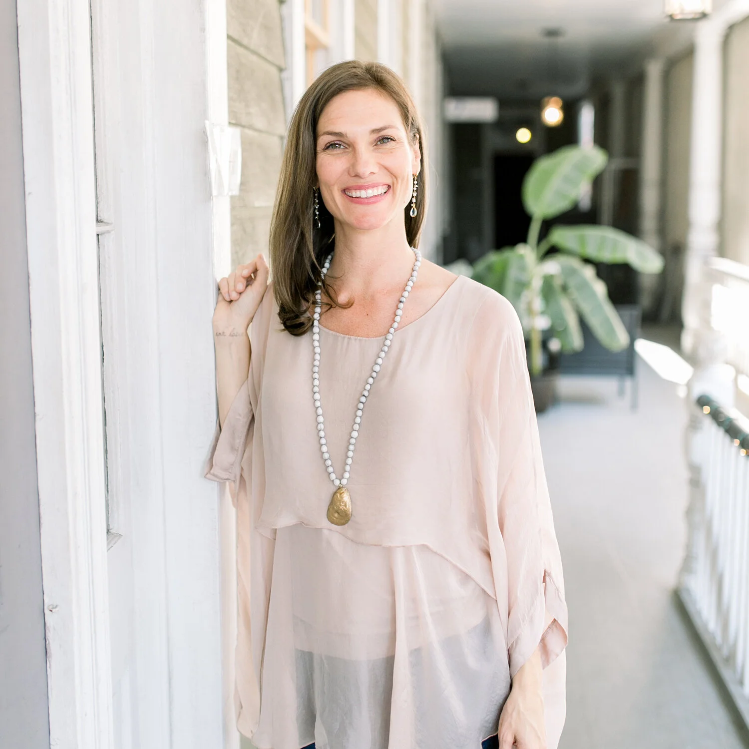 Coastal Calm Gilded Oyster Necklace by Grit and Grace in Charleston, SC