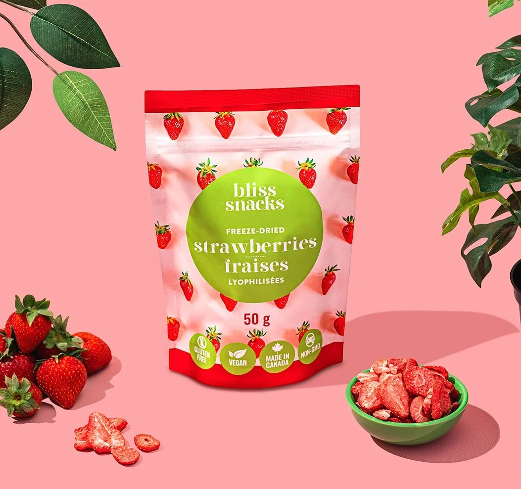 freeze-dried fruit packaging design by Eye Candy Design