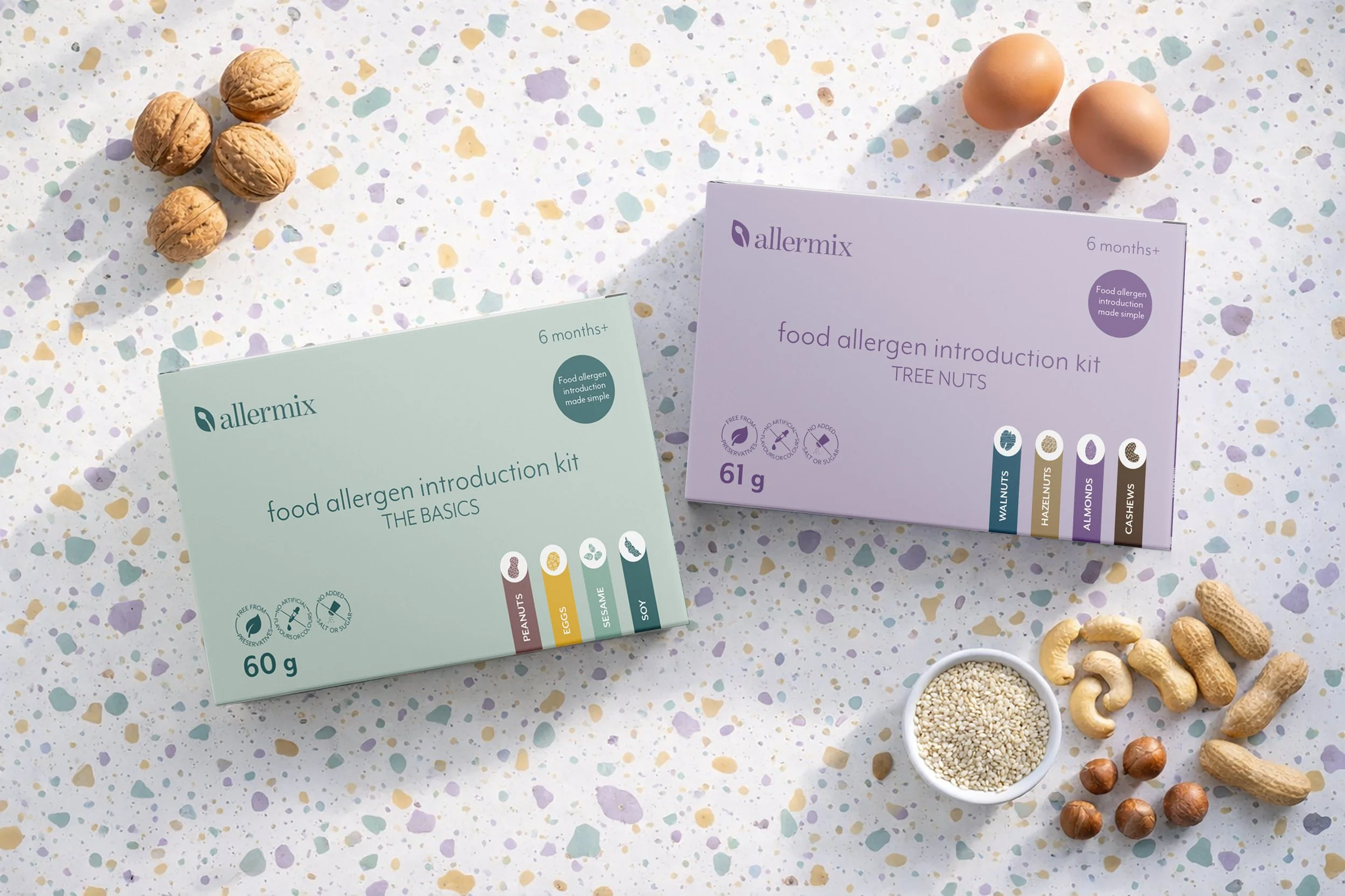 Allermix organic allergen powder branding and packaging design