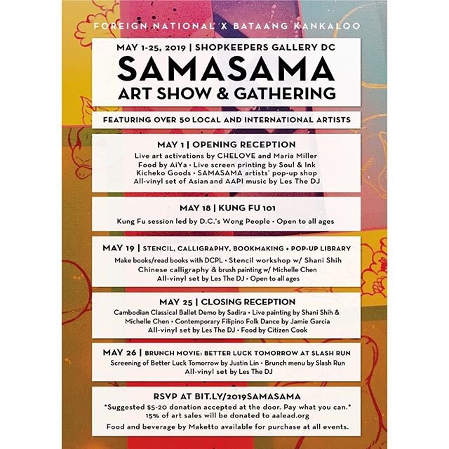 Creating new traditions and building community through art, SAMASAMA kicks-off this Wednesday, May 1, in honor of AAPI Heritage Month featuring over 50 local and international artists. Co-curated by @snakalack and @lestalusan, this year&rsquo;s show 