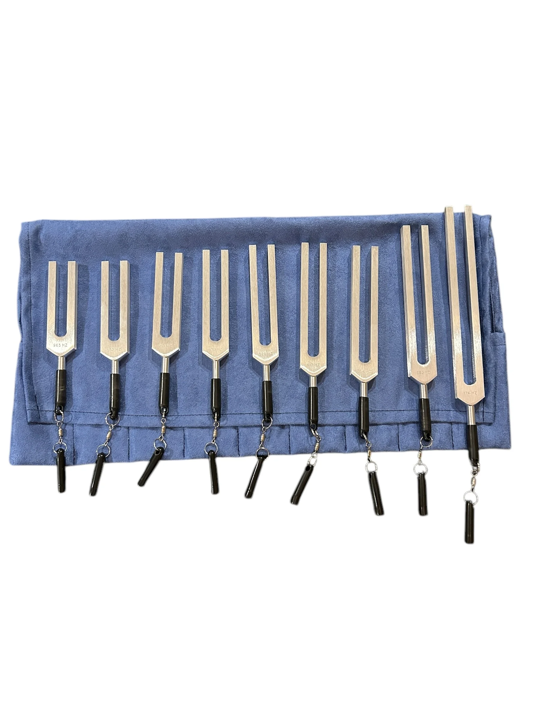 Solfeggio Tuning Forks set of 9 with swivel bases