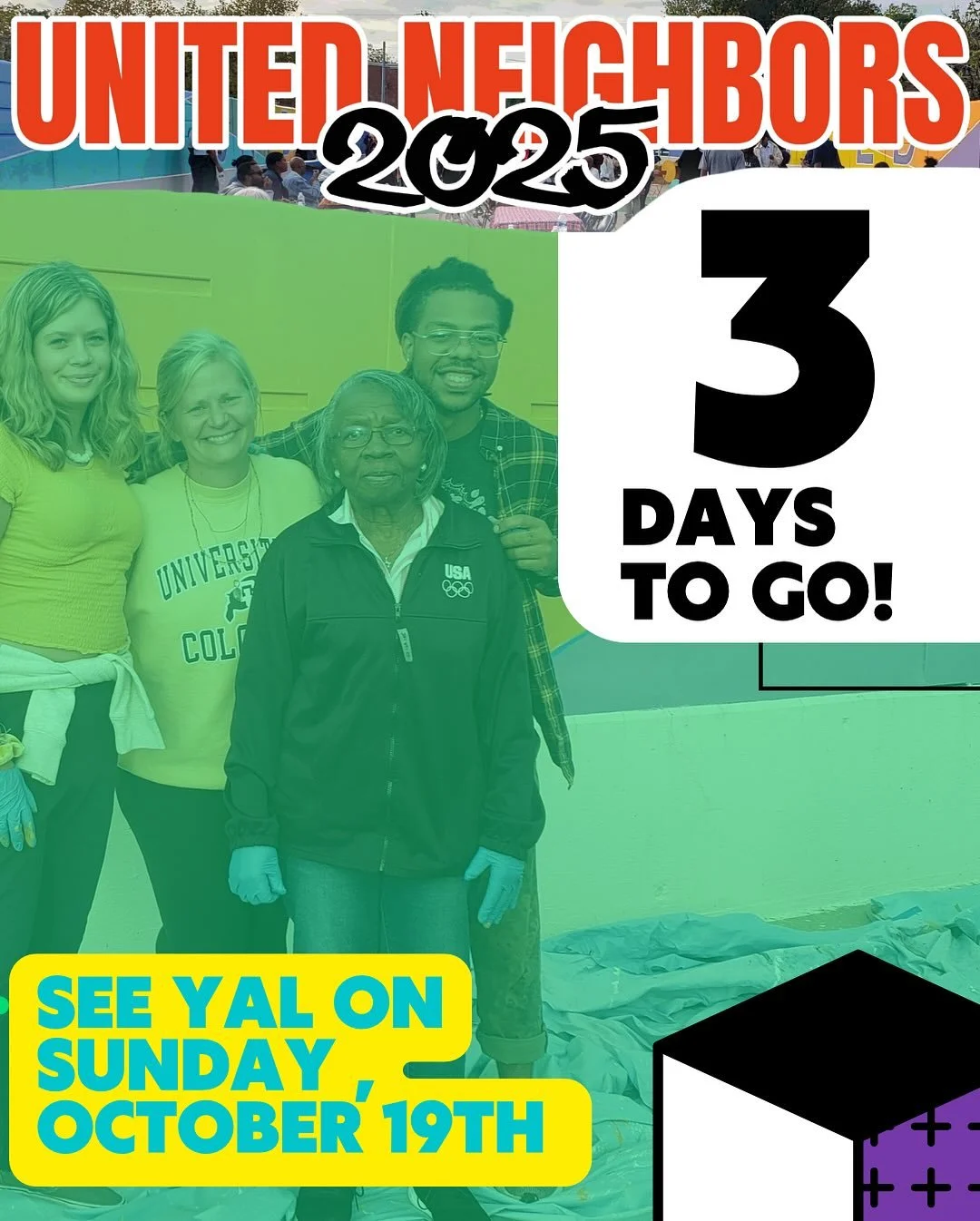 This SUNDAY ❤️United Neighbors 2025 
📅 Saturday, October 19th / 1:00 to 5:00 pm 
📍 7th Street Bridge (between N. Jackson St. & N. Adams St.)
Free food, art activities, DJ, bridge updates, and more!!! 
In loving memory of Ms.Caren Turner 🕊️