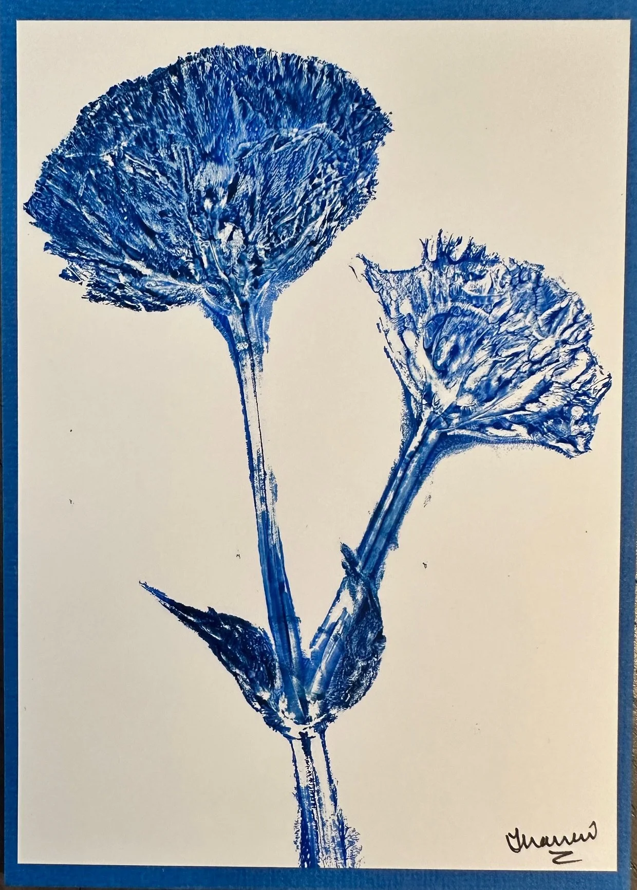 Lisianthus_6 (Ultramarine and Prussian Blue)(mounted on blue card stock)