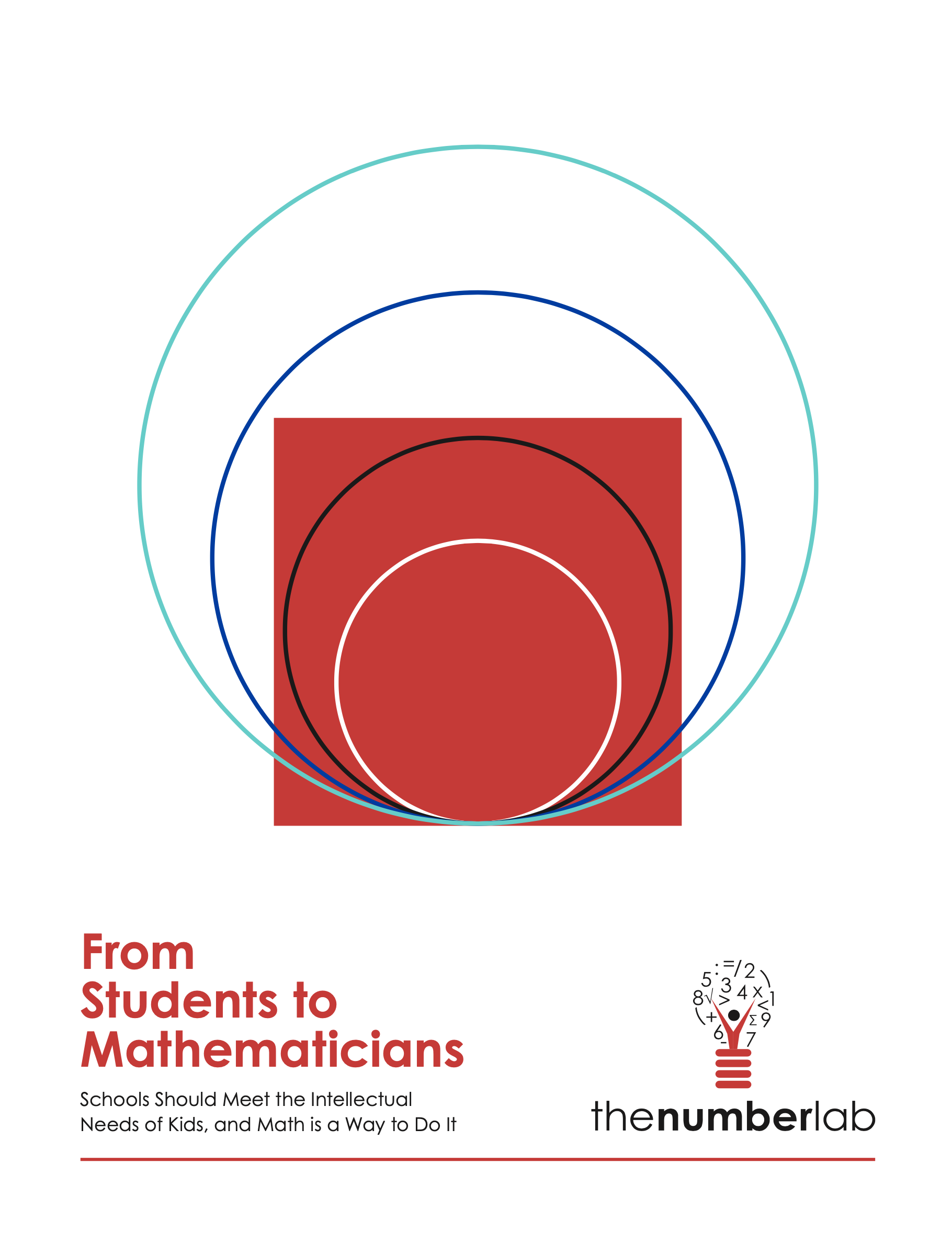 From Students to Mathematicians is the title of a front page of a document. The document has a logo and a graphic that is a series of circles