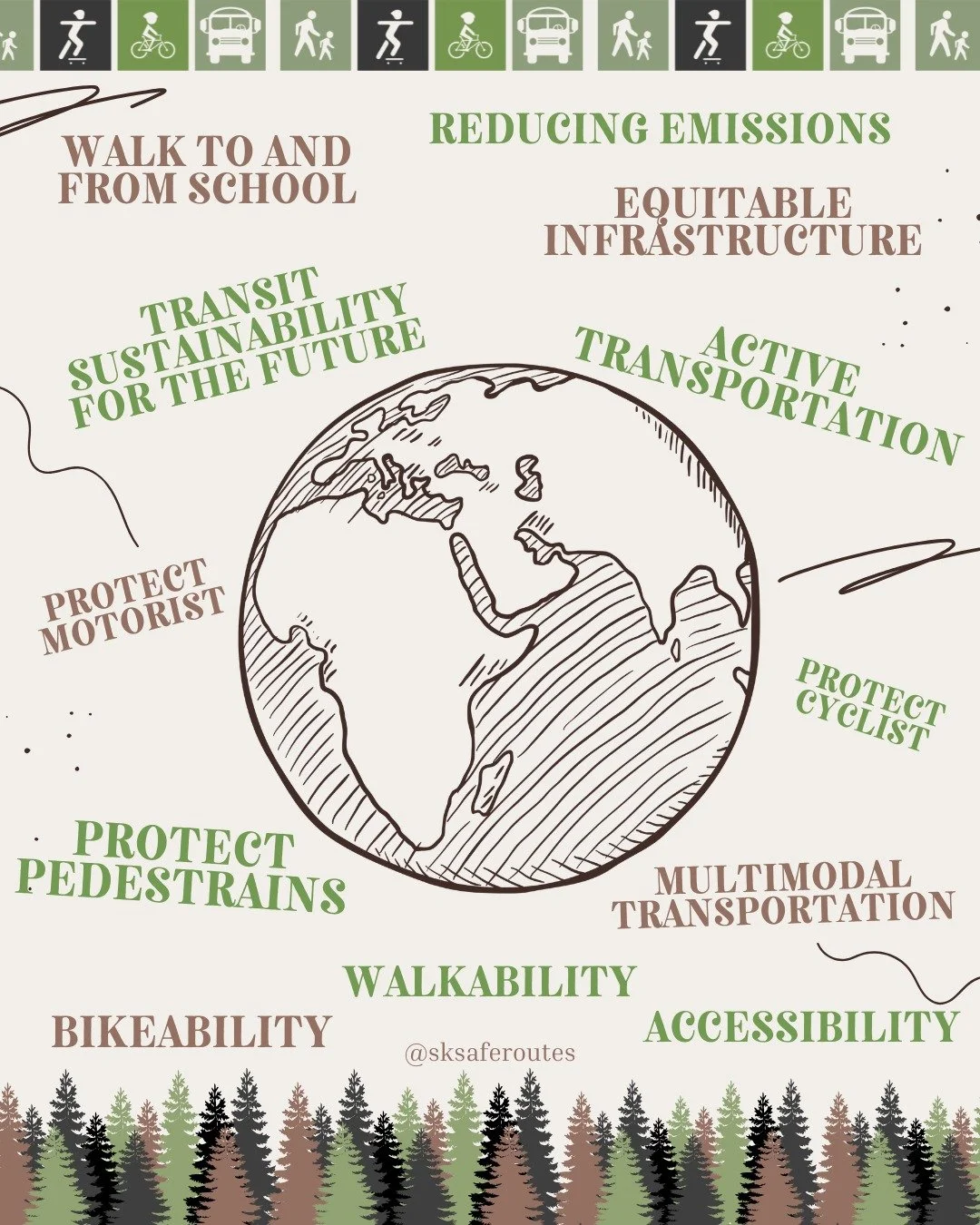 Earth Month is here! 🌎 
April is a yearly reminder of all the positive impacts Safe Routes programs have on our planet. ✨

We are proud to be teaching our students how to be multimodal and how to use active transportation. We hope this empowers them