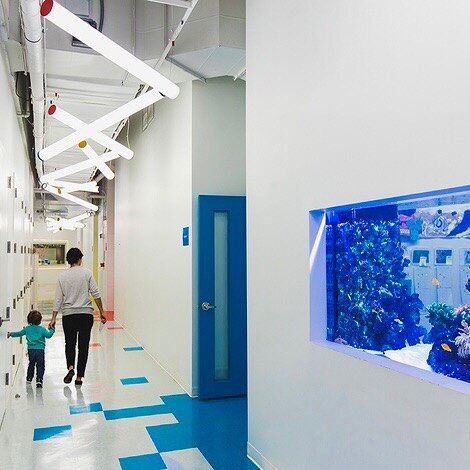 The Manhattan Youth Center facilities in New York City provide after school programs for children, such as cooking and computer science. 

MRD created playful, inspirational spaces where the lighting not only provided luminance, but provided an envir