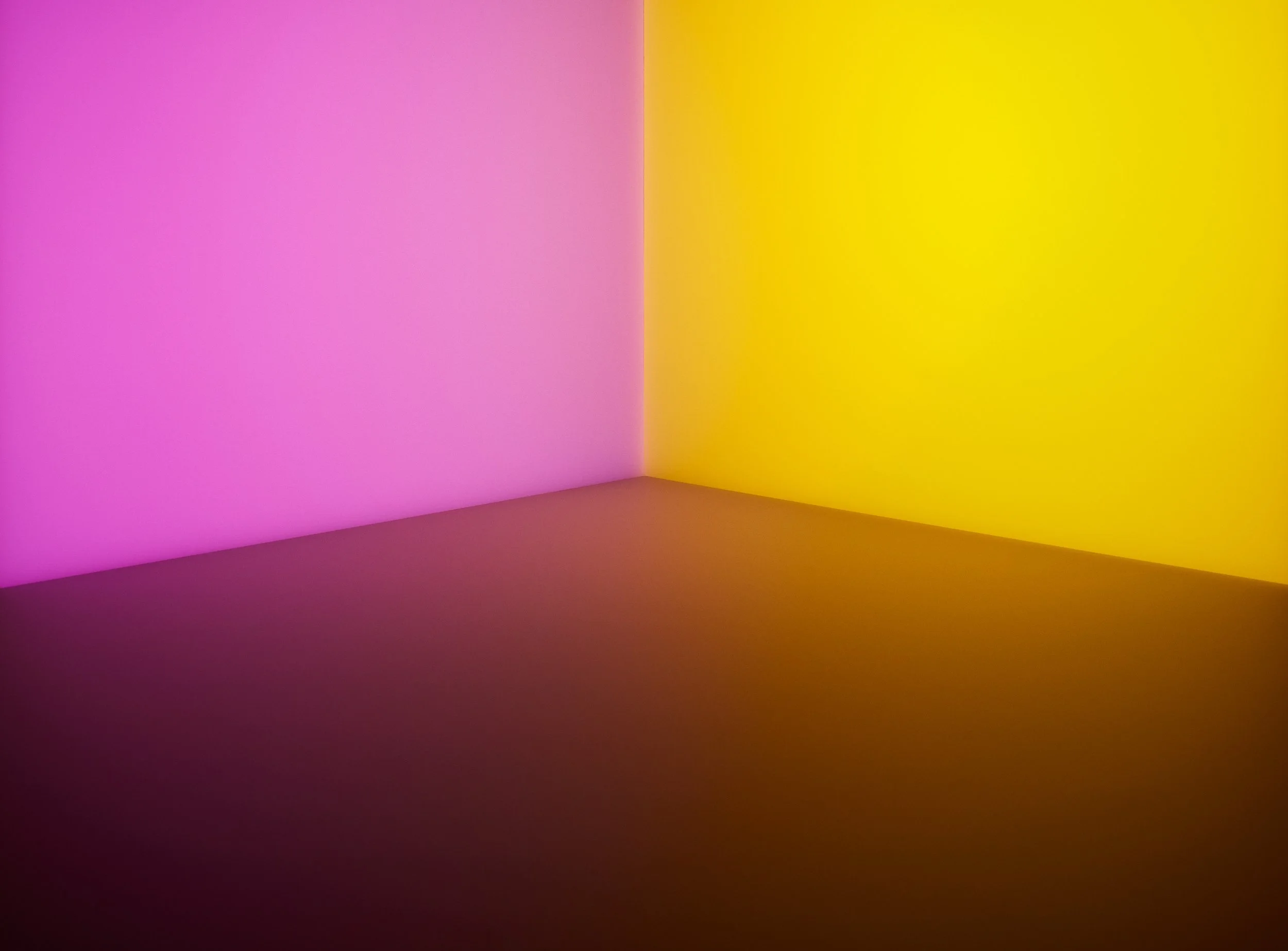 Room corner with color tones mixing, pink and yellow