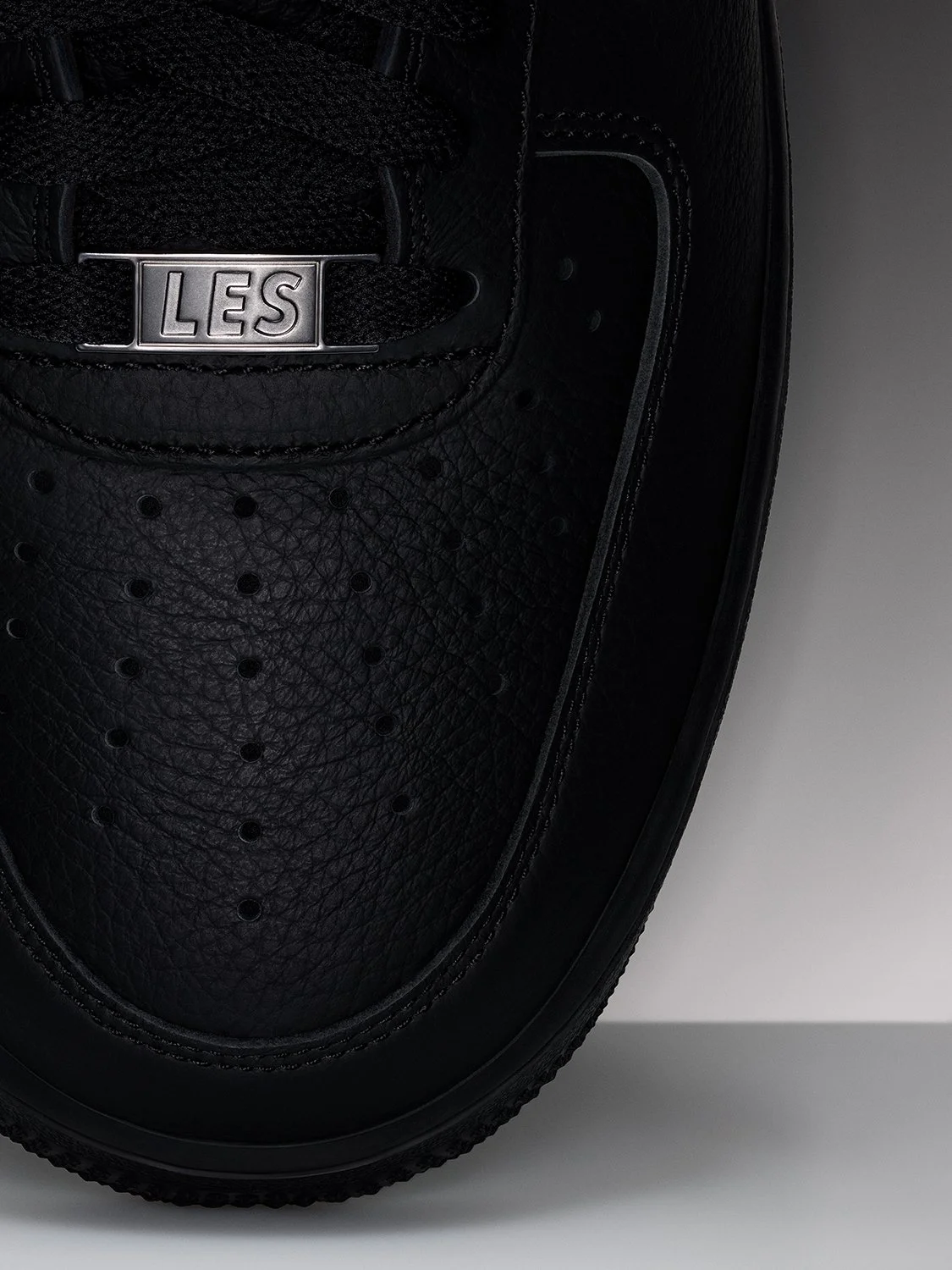 Front shoe detail of a Nike Air Force 1 by Clayton Patterson and Ben Solomon. 