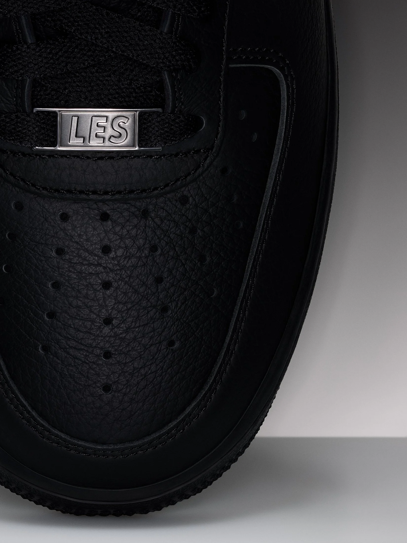 Front detail of a Nike Air Force 1 by Clayton Patterson and Ben Solomon. 