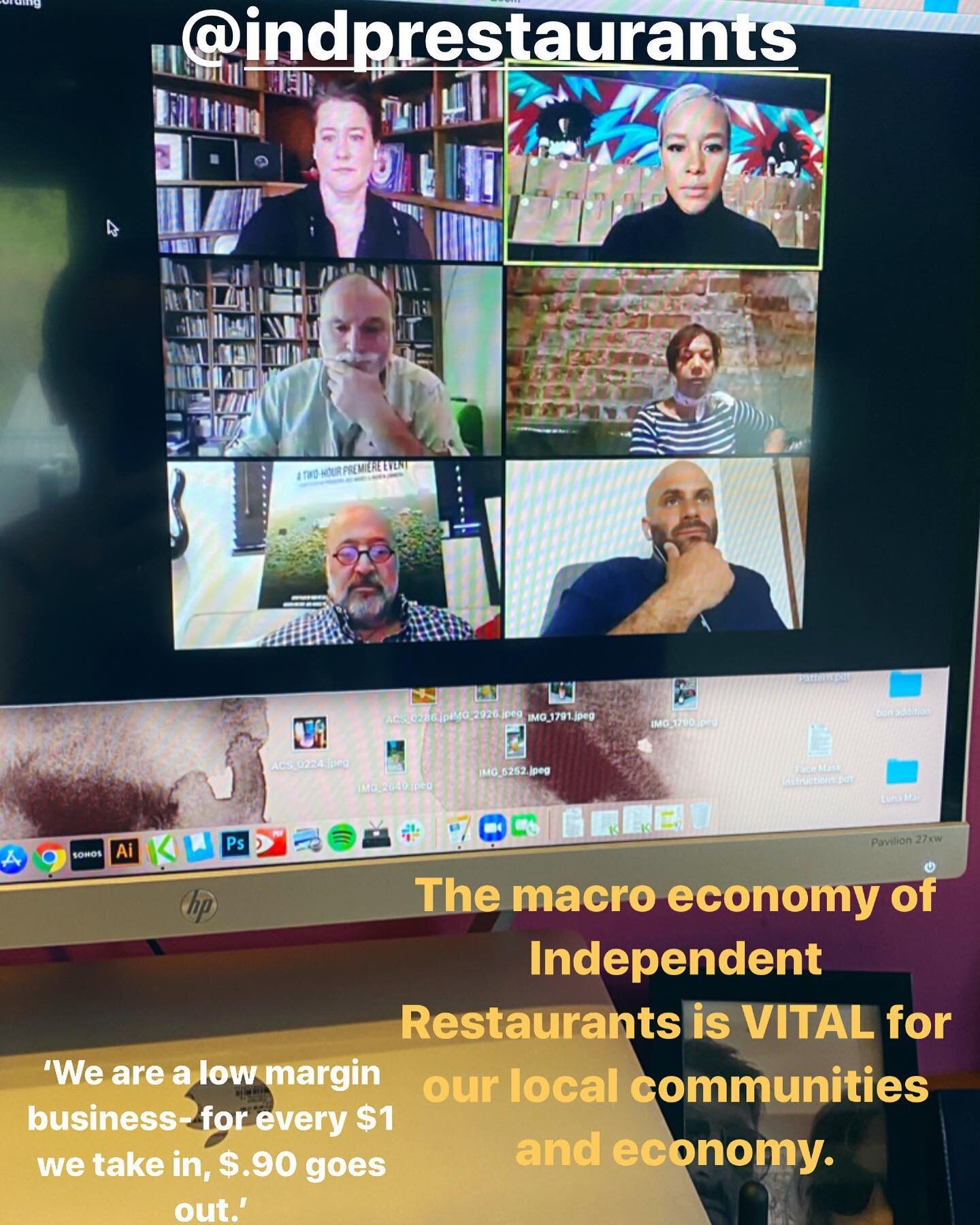 On the @indprestaurants Zoom call this morning learning about the upcoming ask of $120B for a Independent Restaurant Stabilization Fund. #saverestaurants