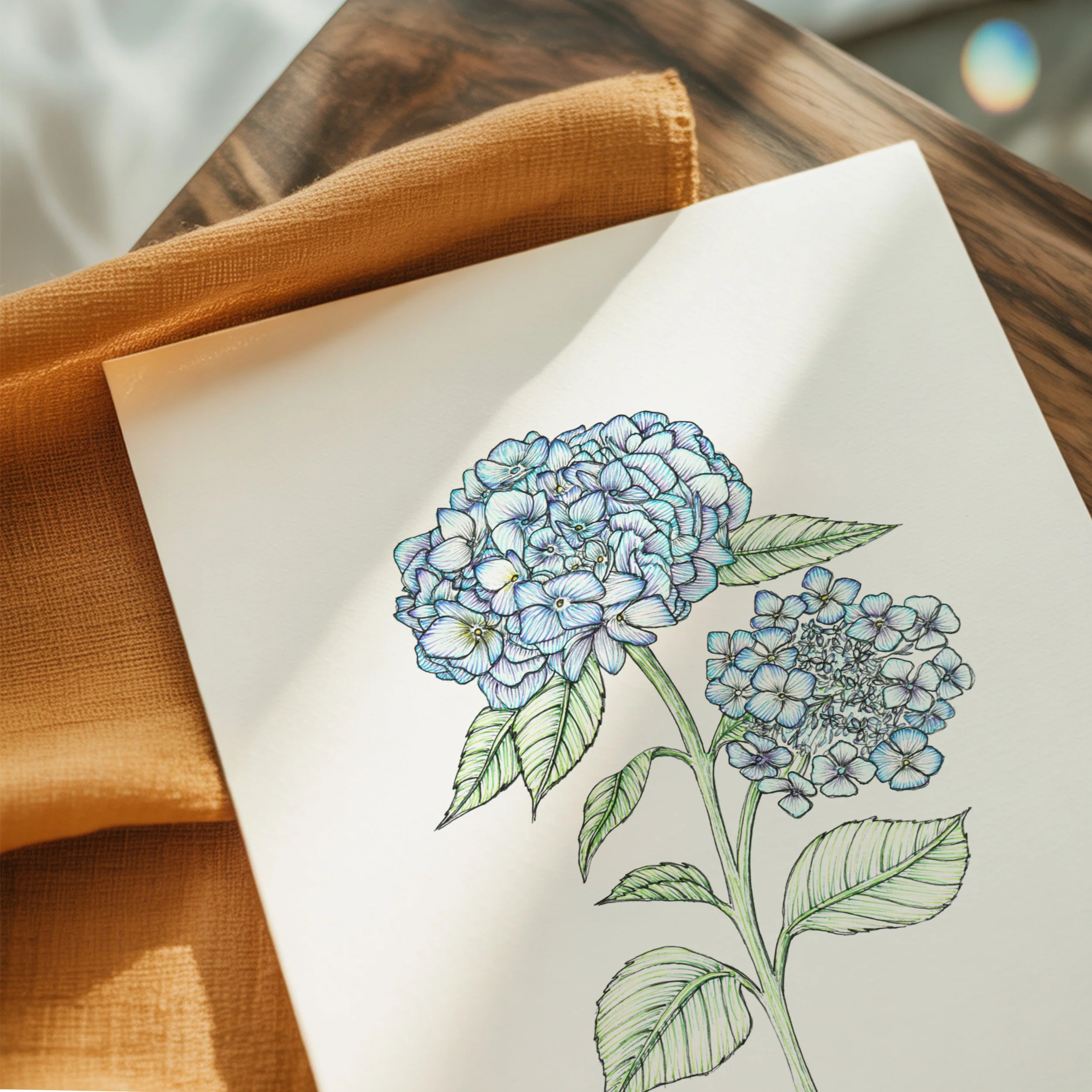 Hydrangea Card Mockup Closeup Cloth.jpg