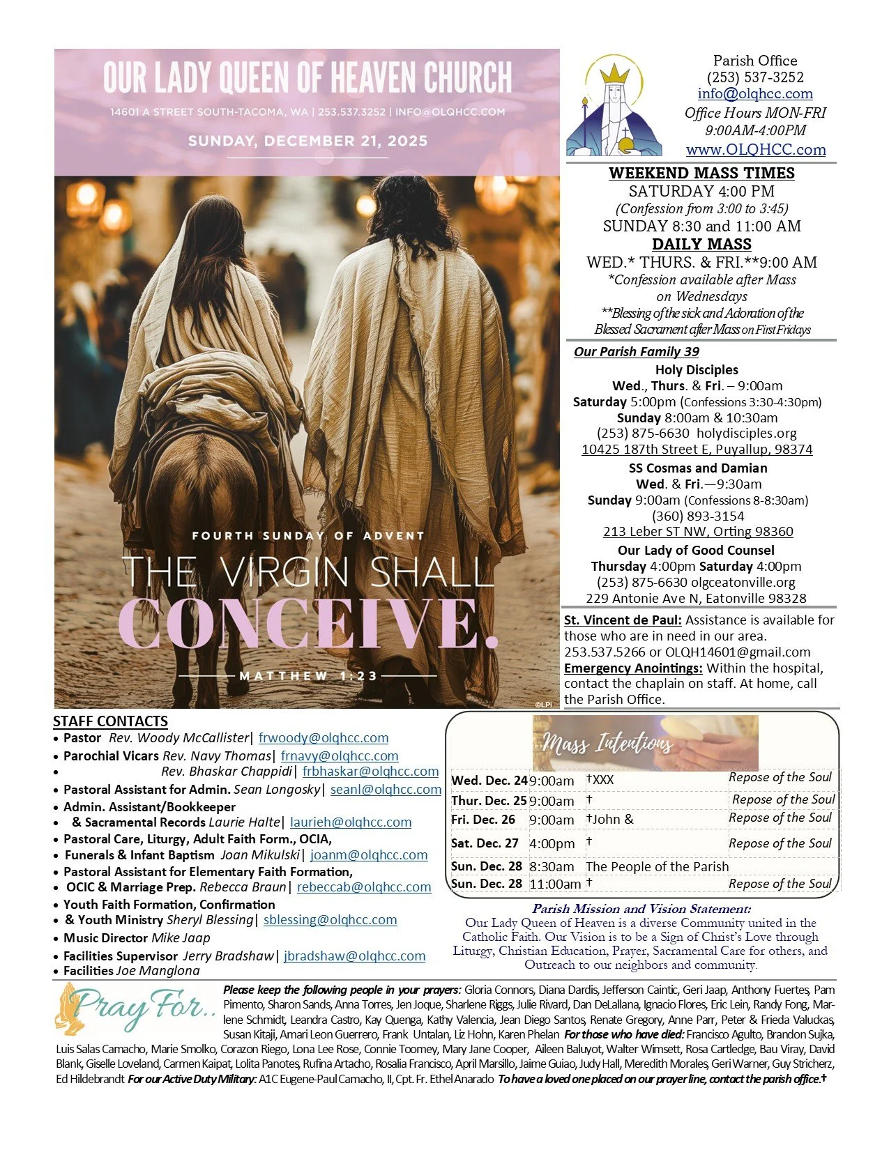 December 21, 2025-Fourth Sunday of Advent