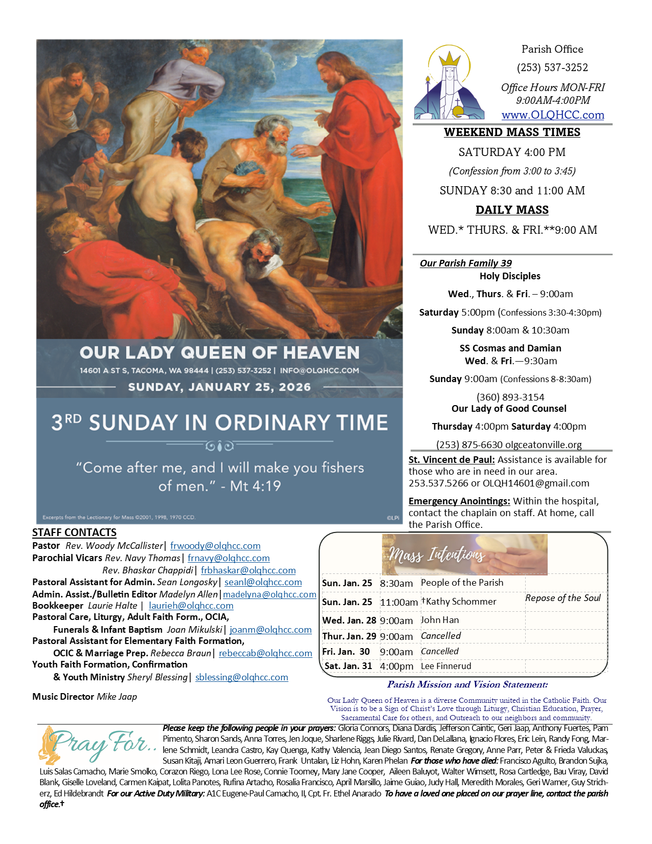 January 25th, 2026- 3rd Sunday in Ordinary Time