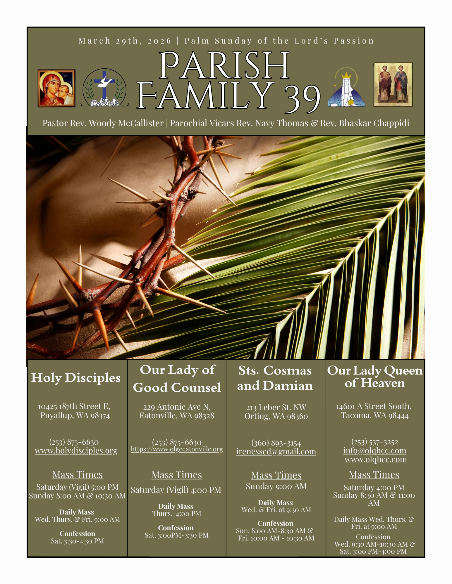 March 29, 2026- Palm Sunday of the Lord’s Passion