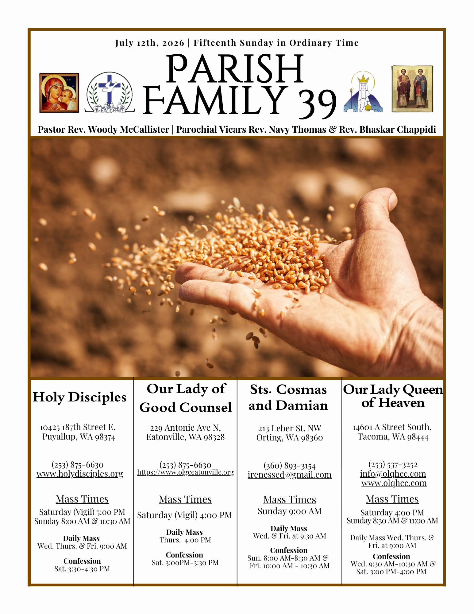 July 12, 2026-  Fifteenth Sunday in Ordinary Time