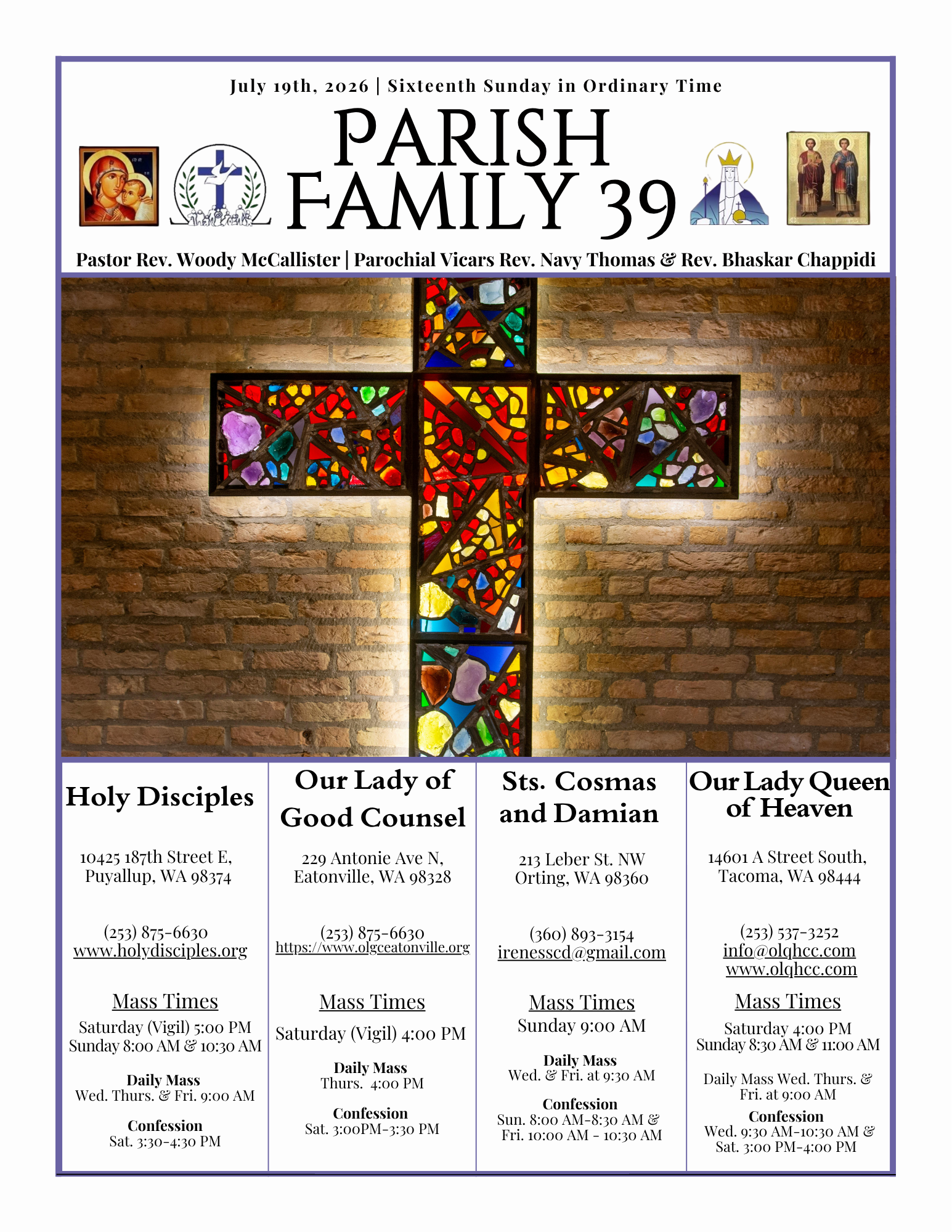 July 19, 2026- Sixteenth Sunday in Ordinary Time