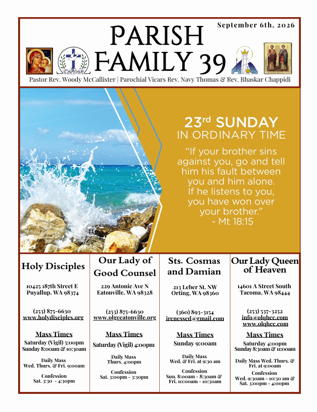 September 6, 2026 - Twenty-third Sunday in Ordinary Time 