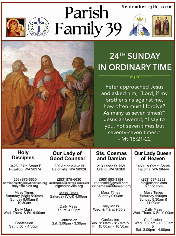 September 13, 2026 - Twenty-fourth Sunday in Ordinary Time