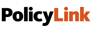 PolicyLink logo with black and orange text.