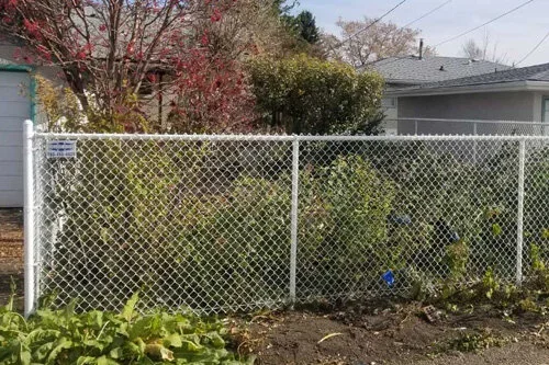 Residential chain link fence in Edmonton built to handle frost heave