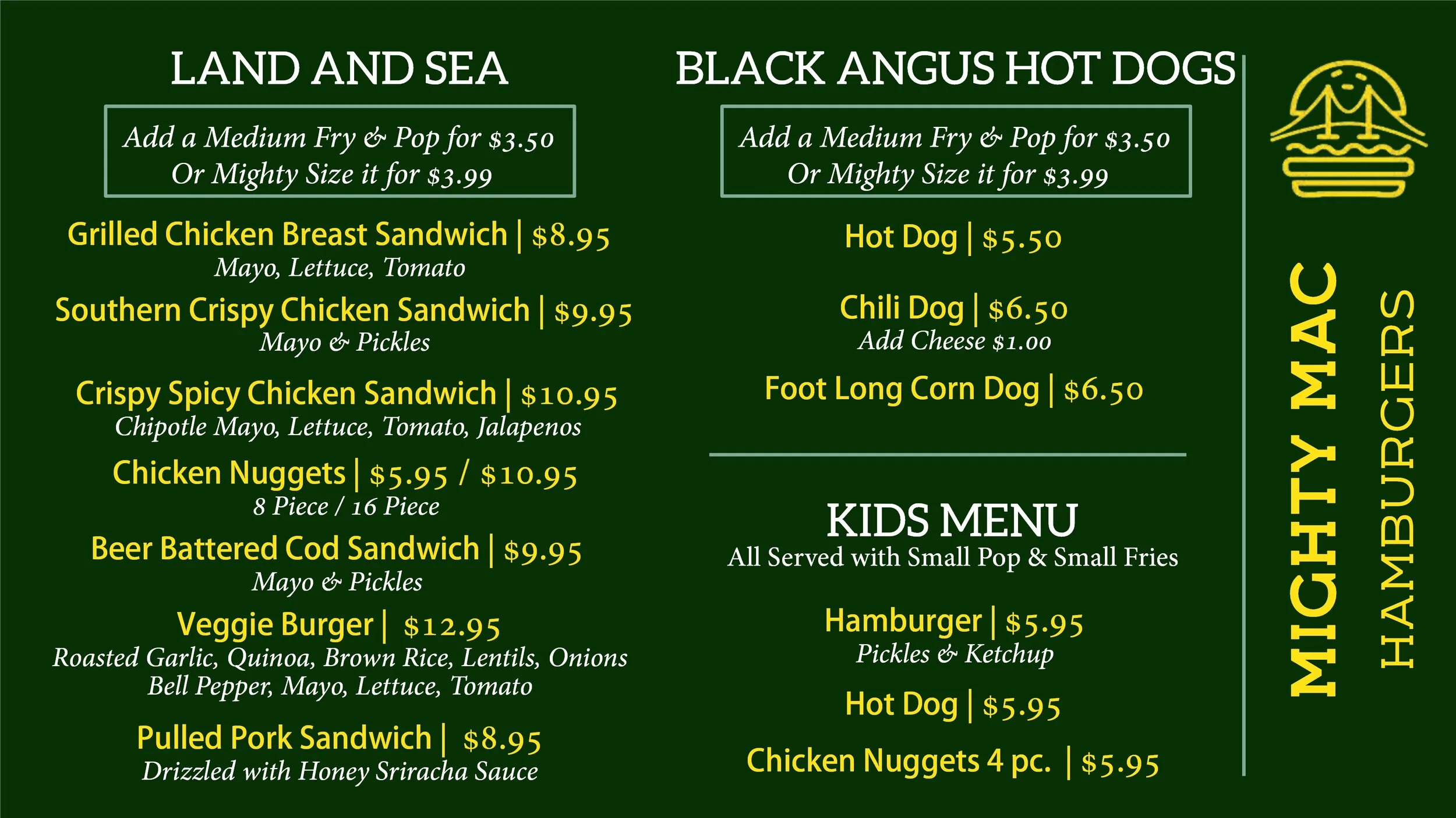 Mighty Mac Menu — Mighty Mac Hamburgers - Mackinac Island Restaurant