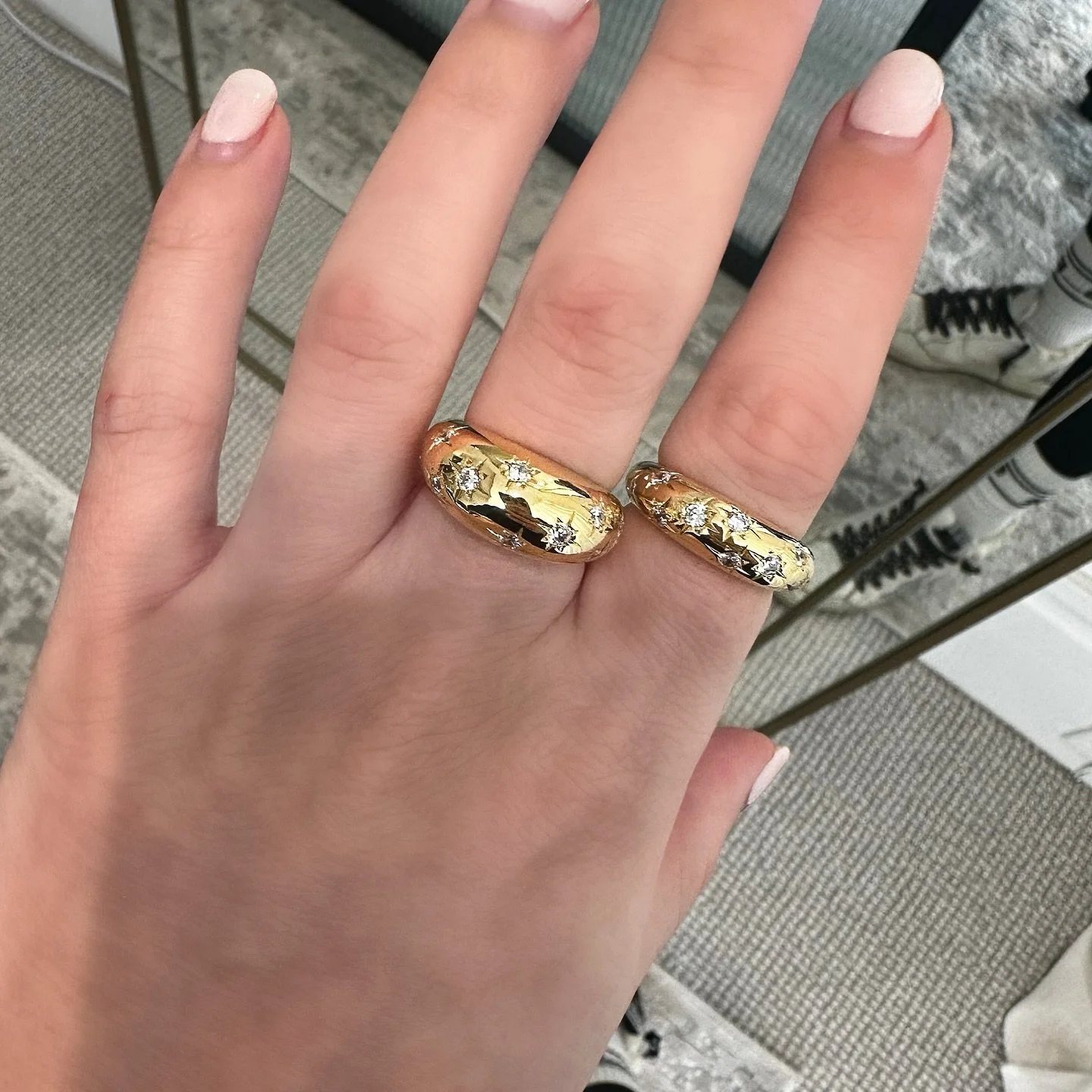 STELLAR ✨
&bull;
A LITTLE SNEAK PEEK!
&bull;
These rings are so gorgeous I can&rsquo;t stop looking at them! Very excited to be bringing these to life. 
&bull;
There are two sizes for the rings, the large is your go bold or go home, and the small is 