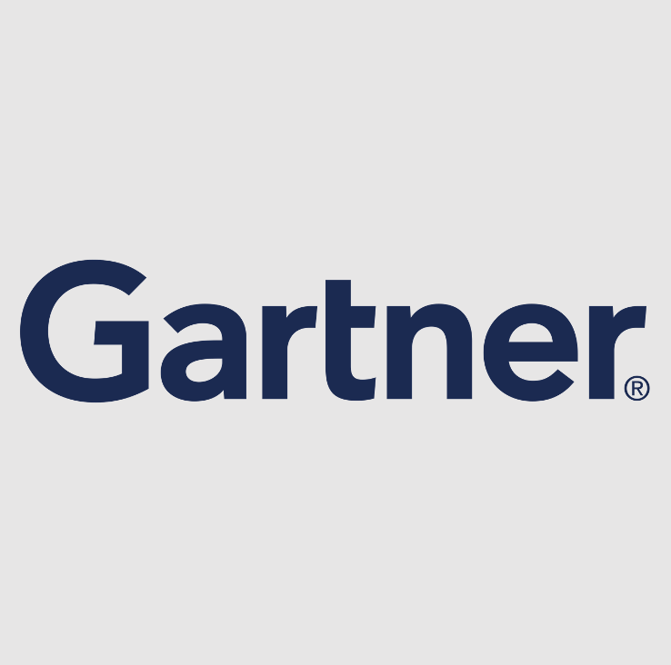 Gartner logo in navy blue text on a light gray background.